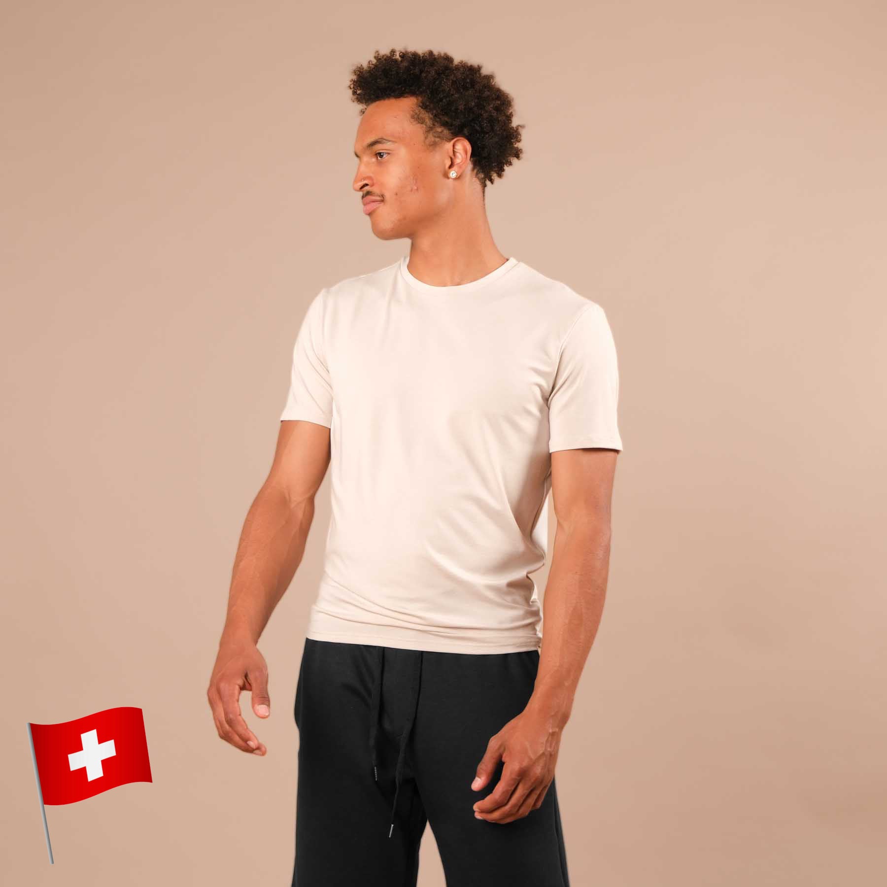 Shirt de yoga pour hommes Classy à manches courtes sable