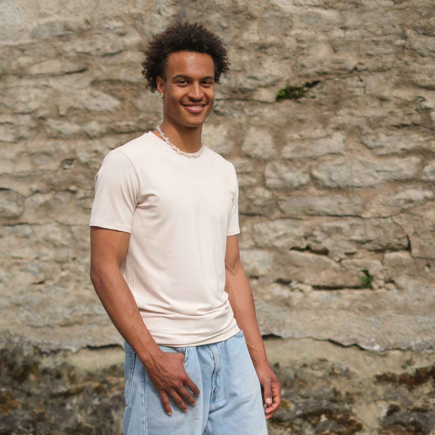 Shirt de yoga pour hommes Classy à manches courtes sable