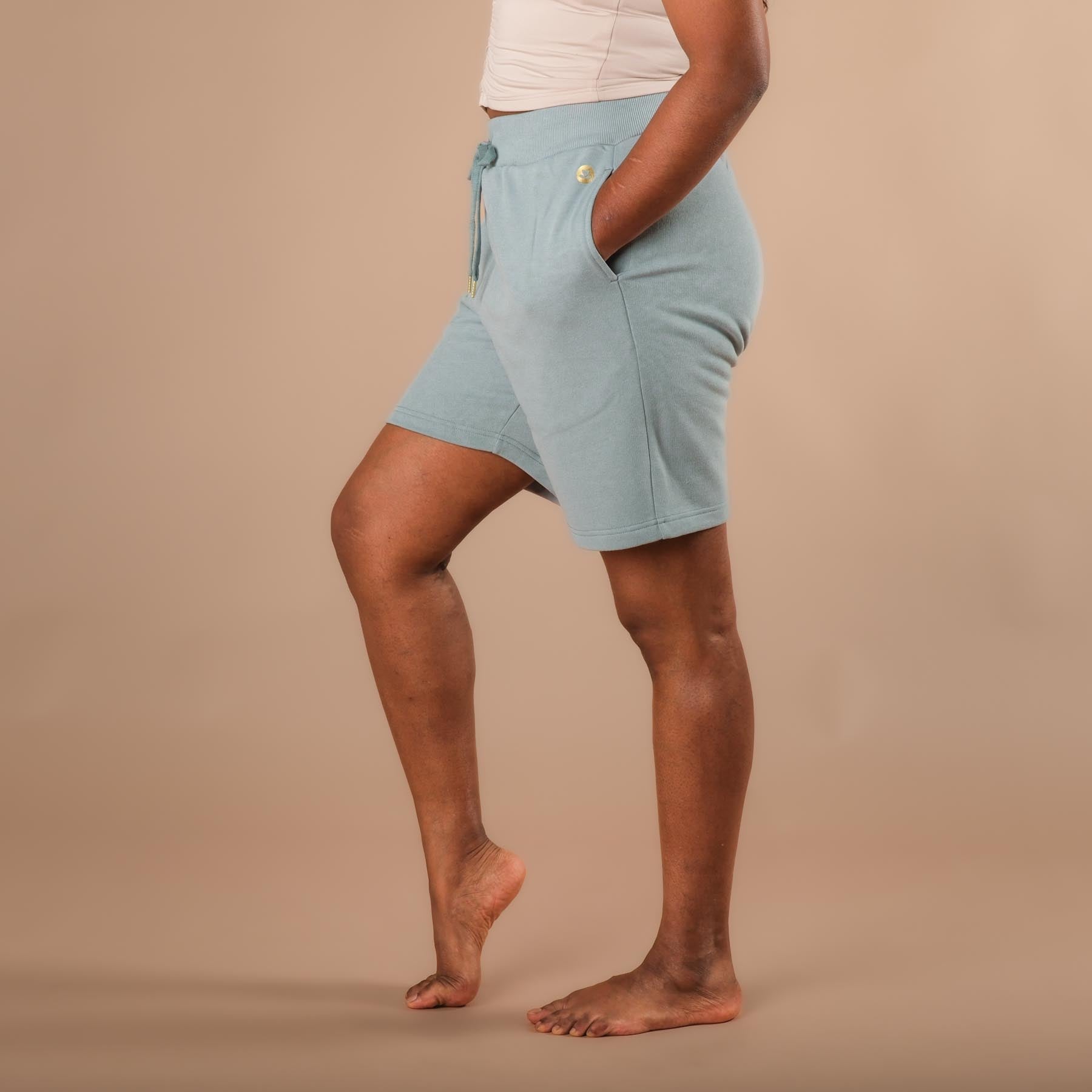 Short de yoga en coton menthe