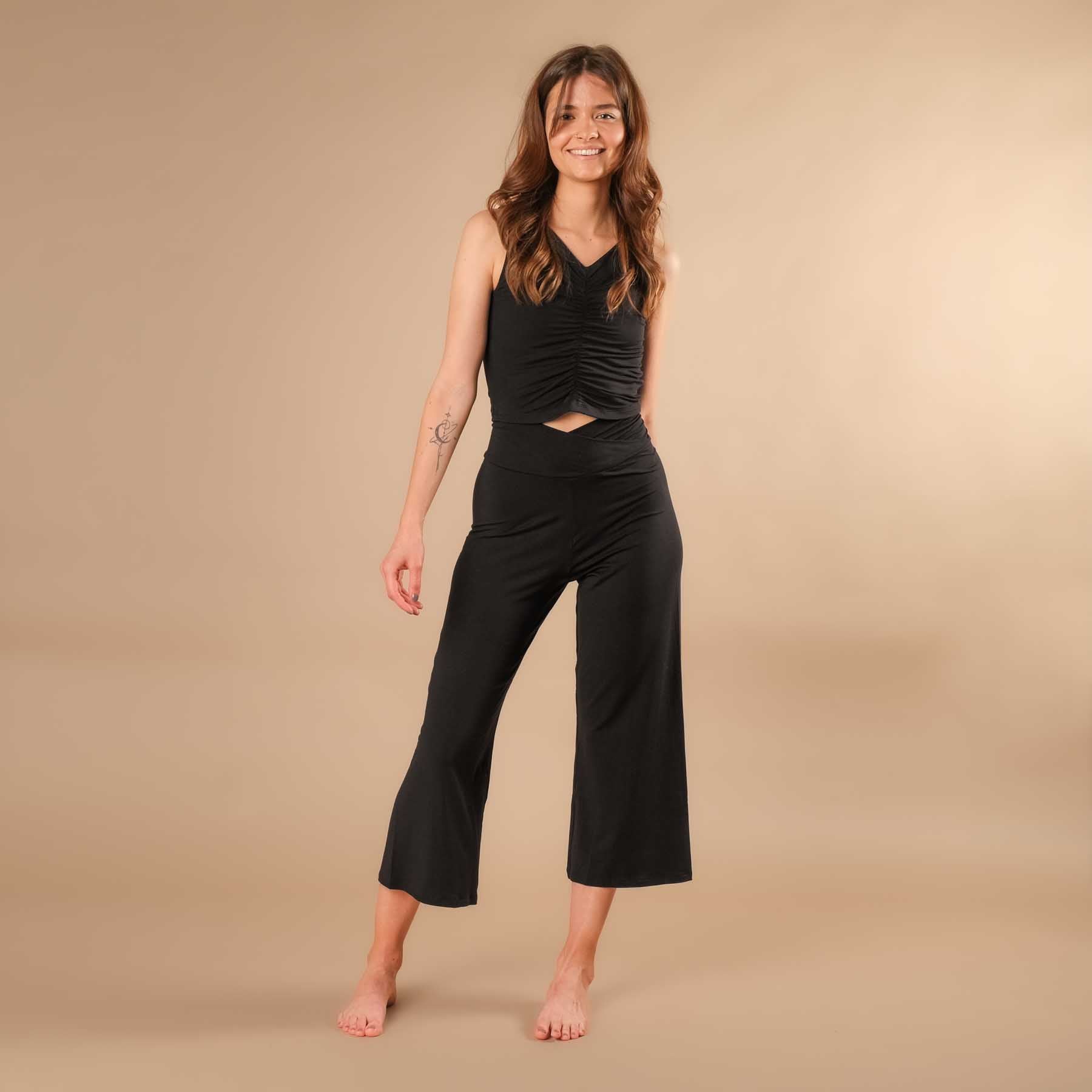 Eté Crop Top froncé Comfy noir
