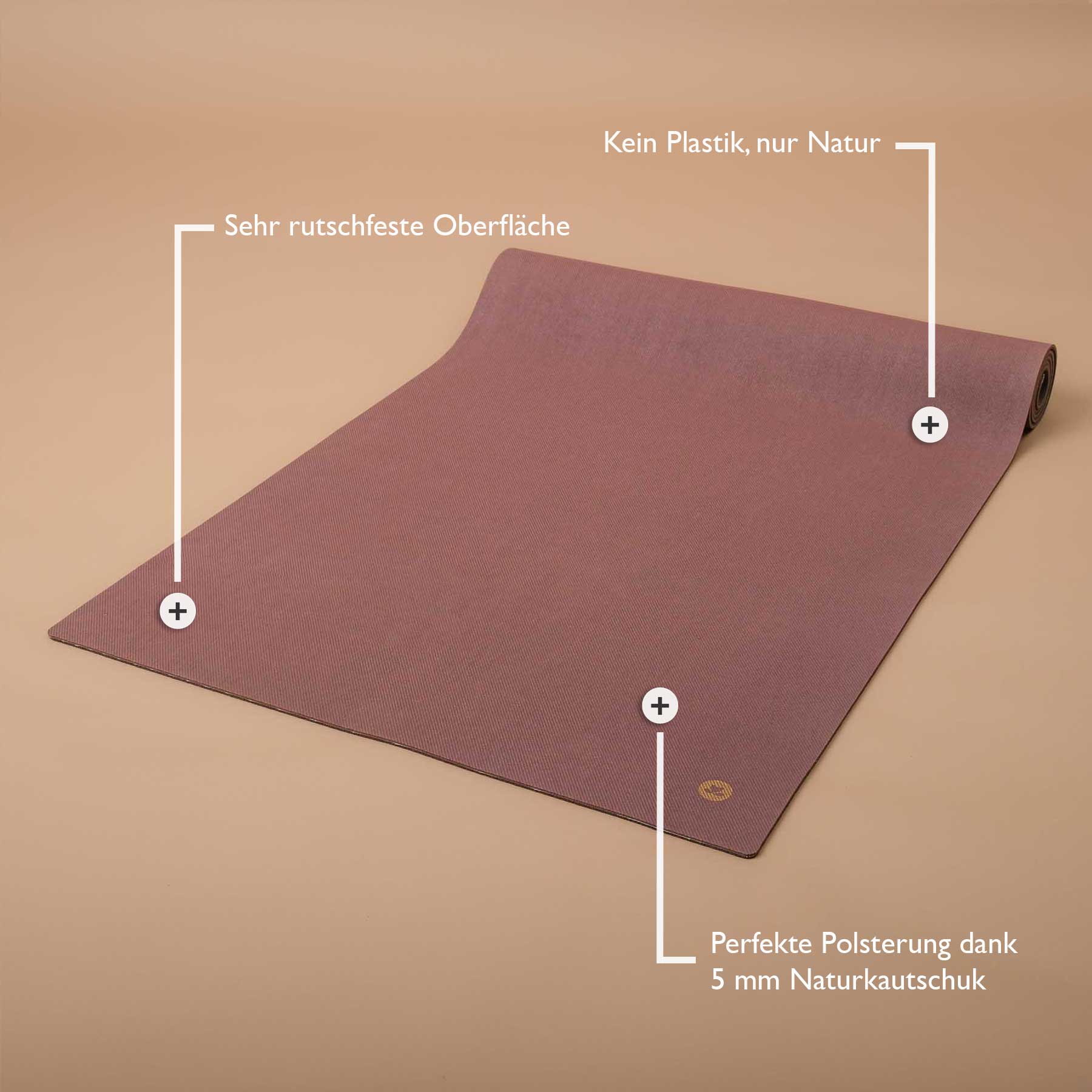 Tapis de yoga EcoGrip caoutchouc naturel FSC aubergine
