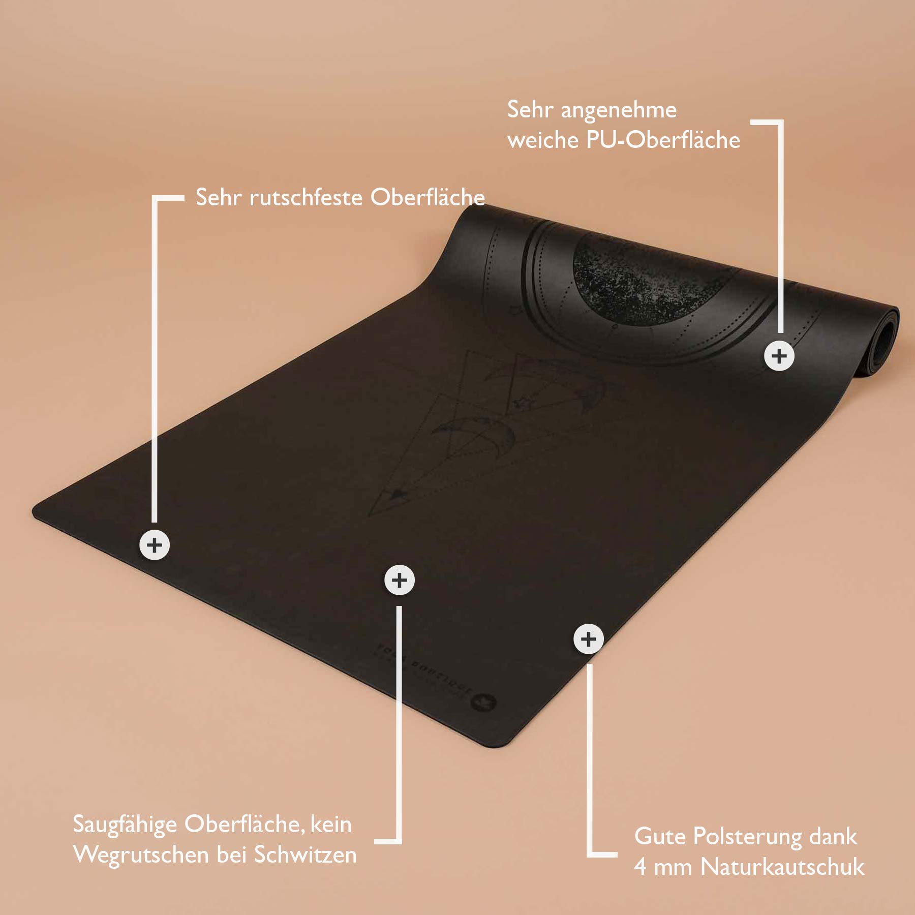 Tapis de yoga super antidérapant et extra long noir