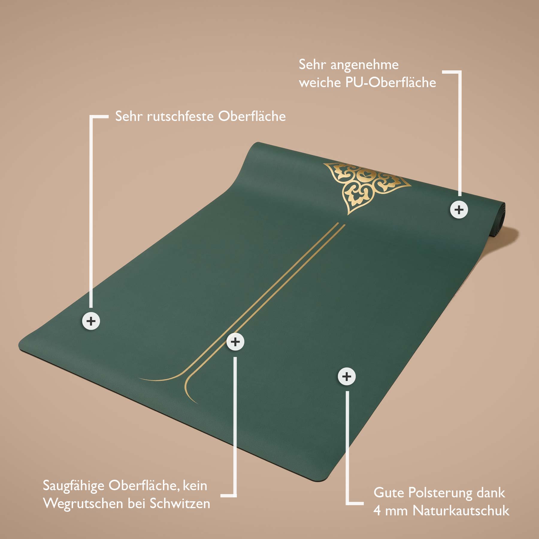 Tapis de yoga SuperGrip 2.0 Balance très antidérapant vert foncé