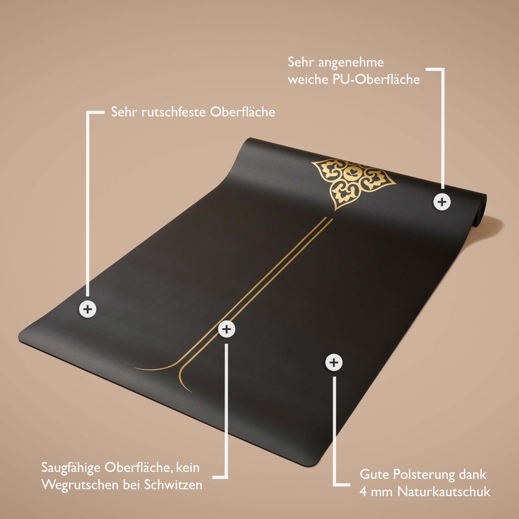 Tapis de yoga SuperGrip 2.0 Balance très antidérapant noir