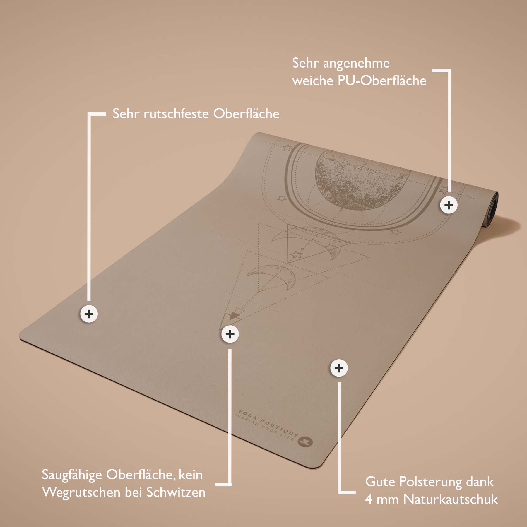 Tapis de yoga super antidérapant et extra long sable