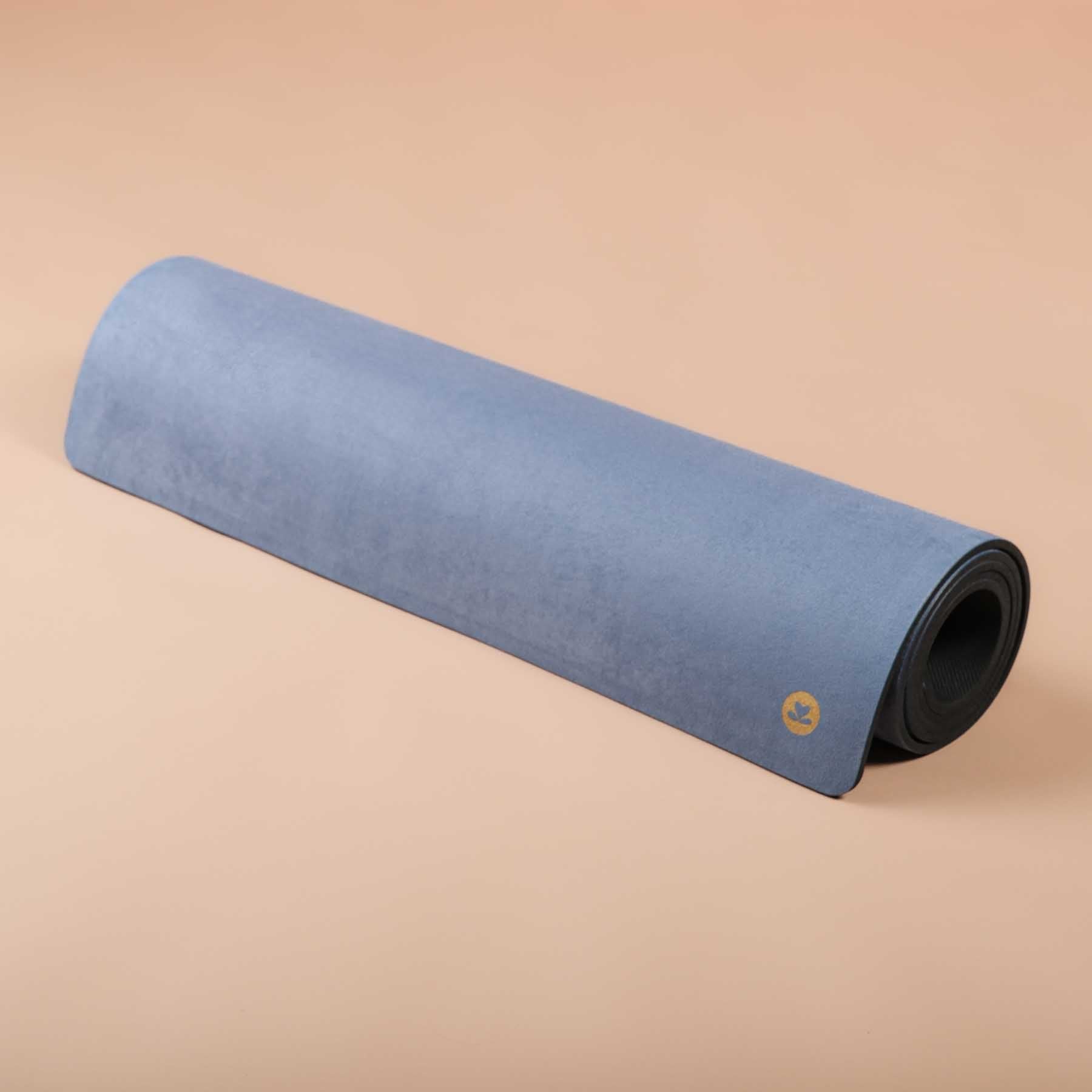 Tapis de yoga en velours Fleur de vie or Print gris-bleu