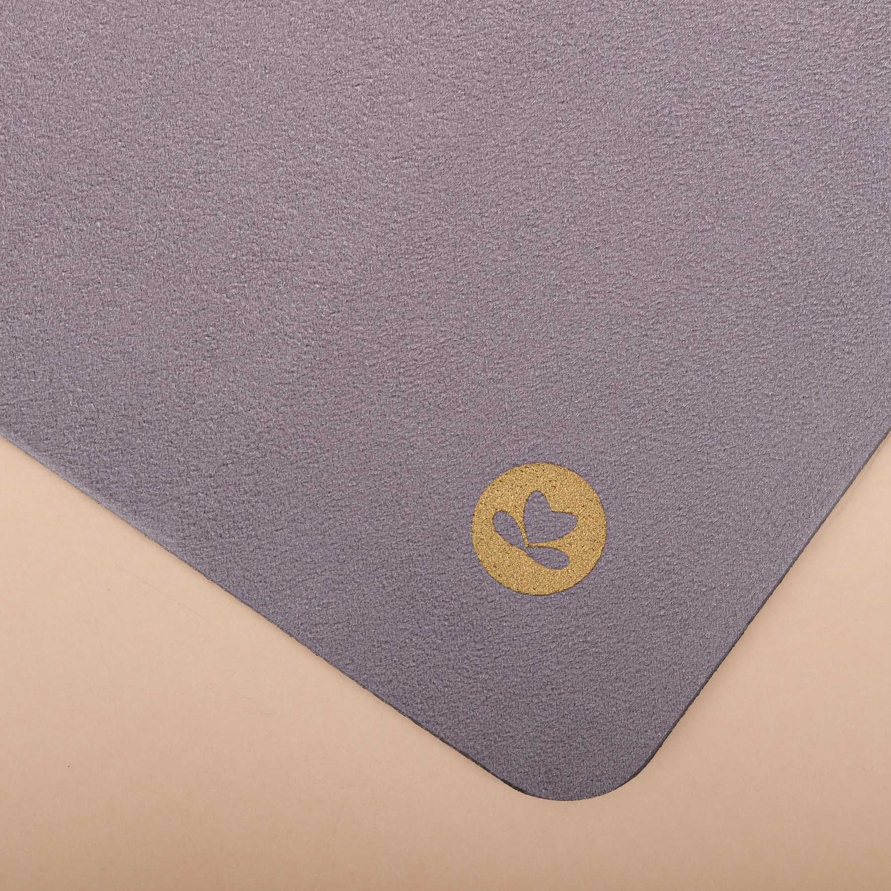 Tapis de yoga en velours Fleur de vie or Print gris