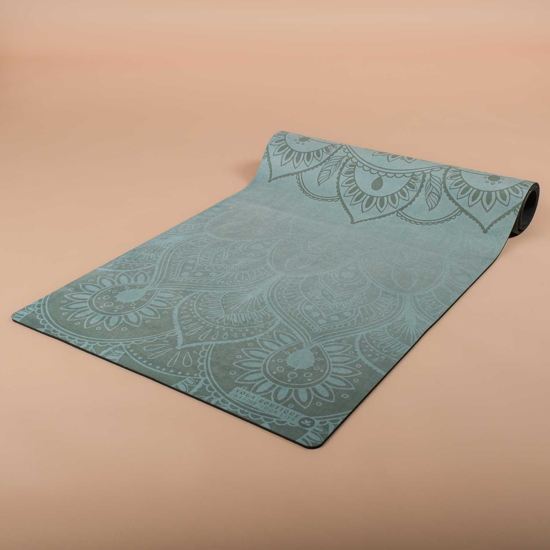 Tapis de yoga velours Mandala vert sapin