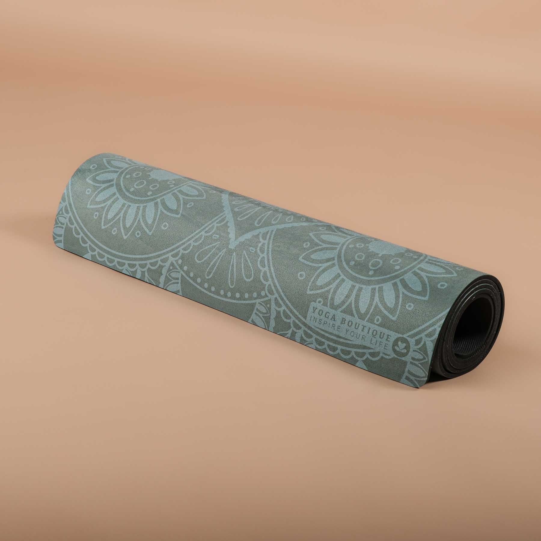 Tapis de yoga velours Mandala vert sapin