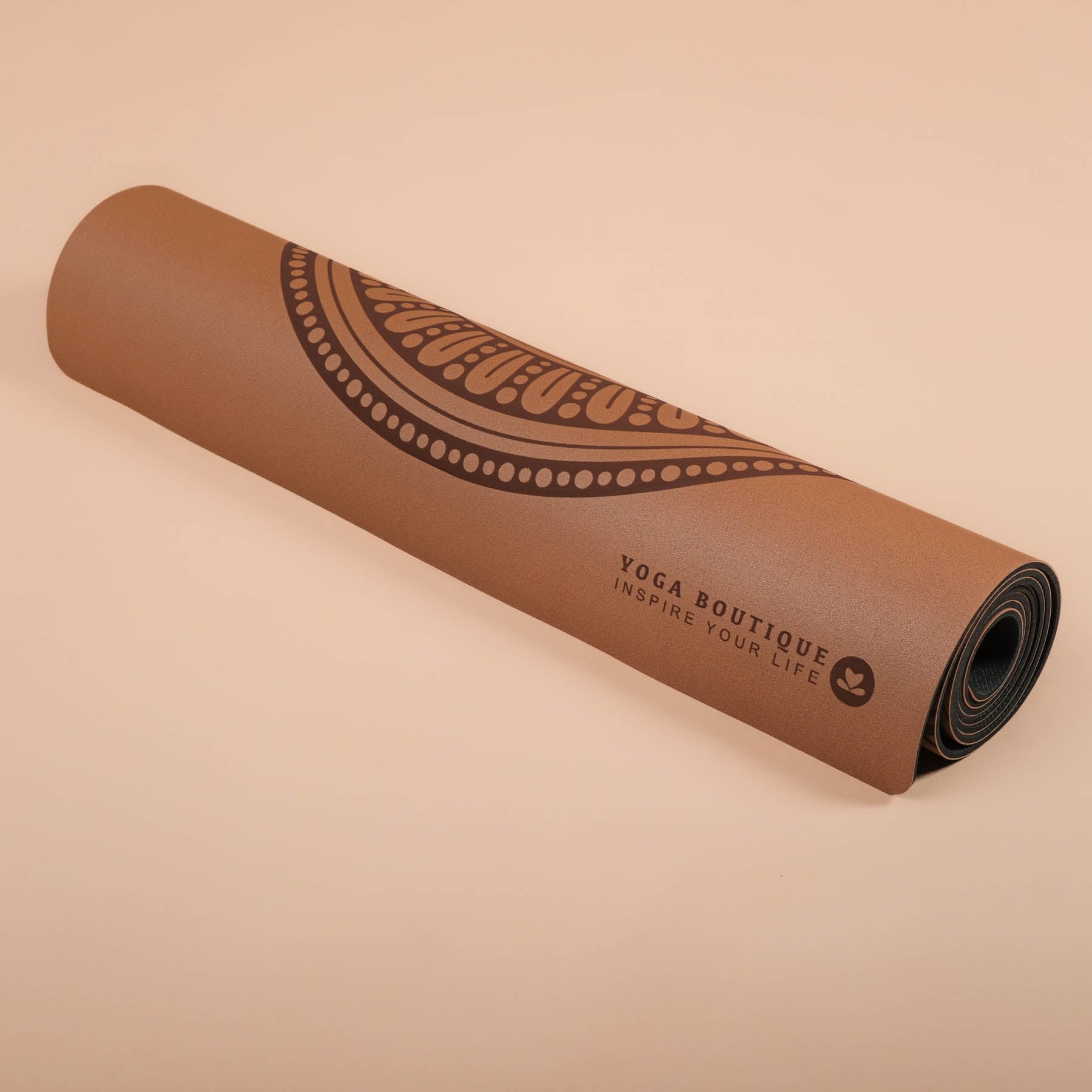 Tapis de yoga SuperGrip 2.0 Mandala tapis de yoga coffee très antidérapant en caoutchouc naturel avec une bonne tenue