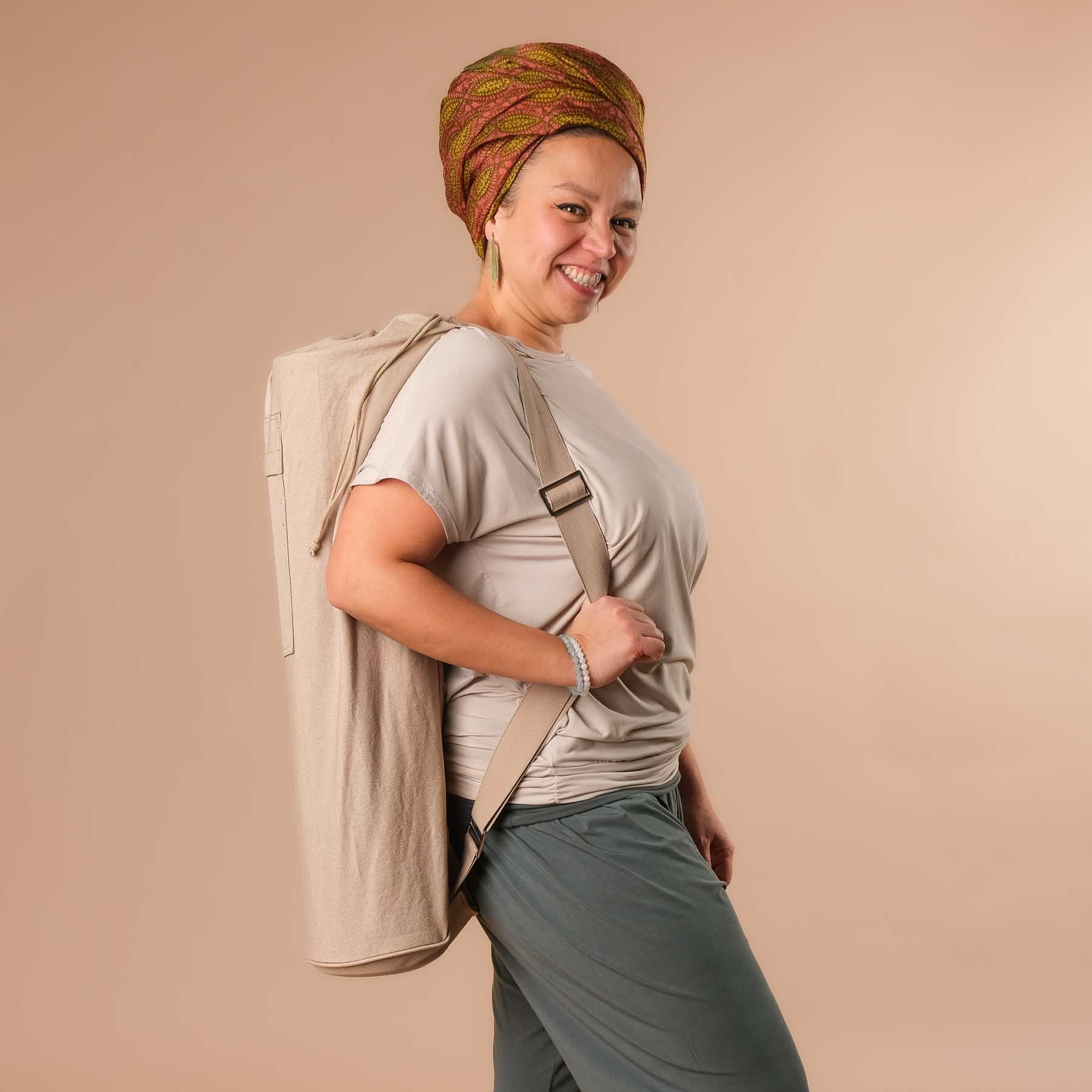 Sac pour matelas de yoga Lotus en coton bio sable