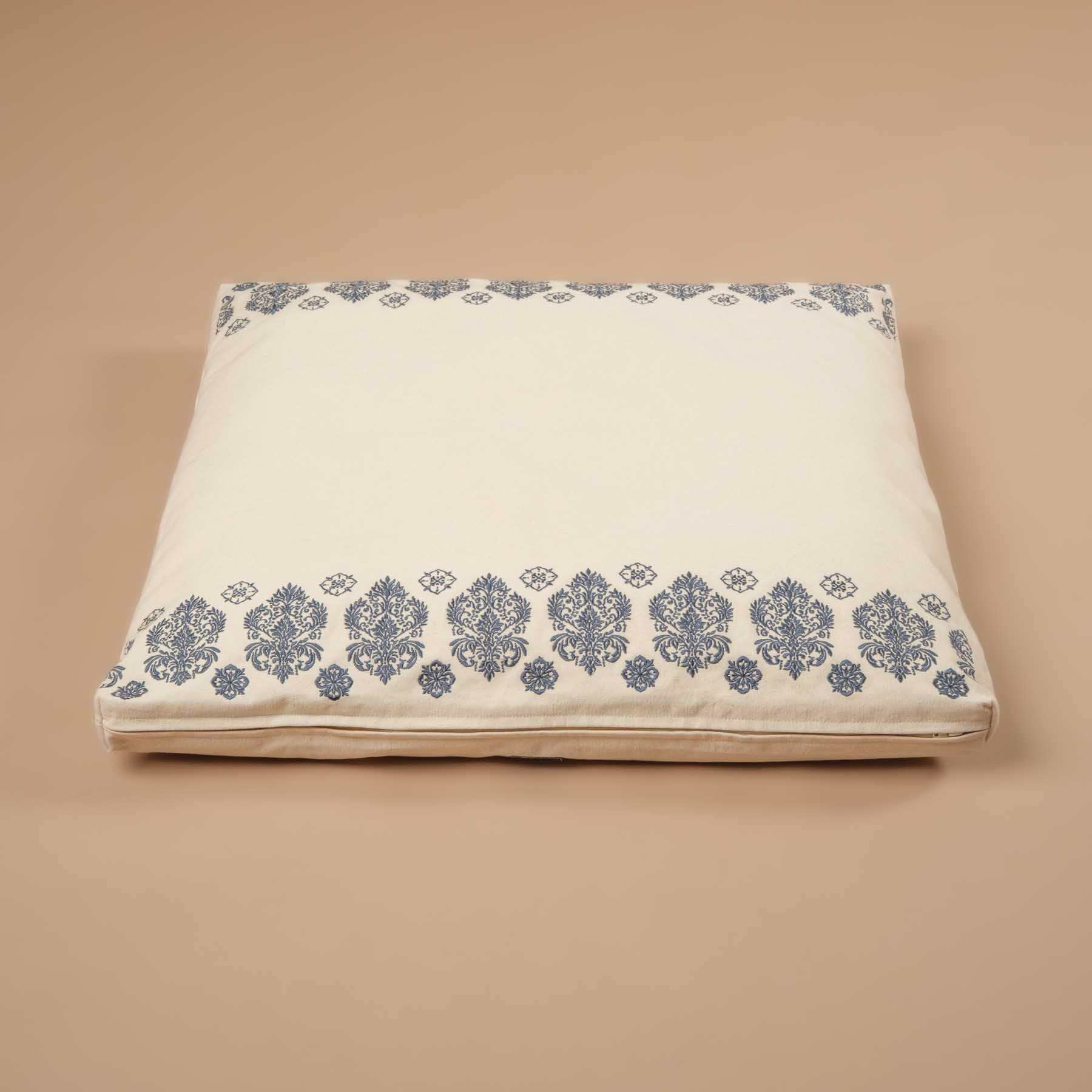 Tapis de méditation Zabuton Fleur-de-Lys bleu