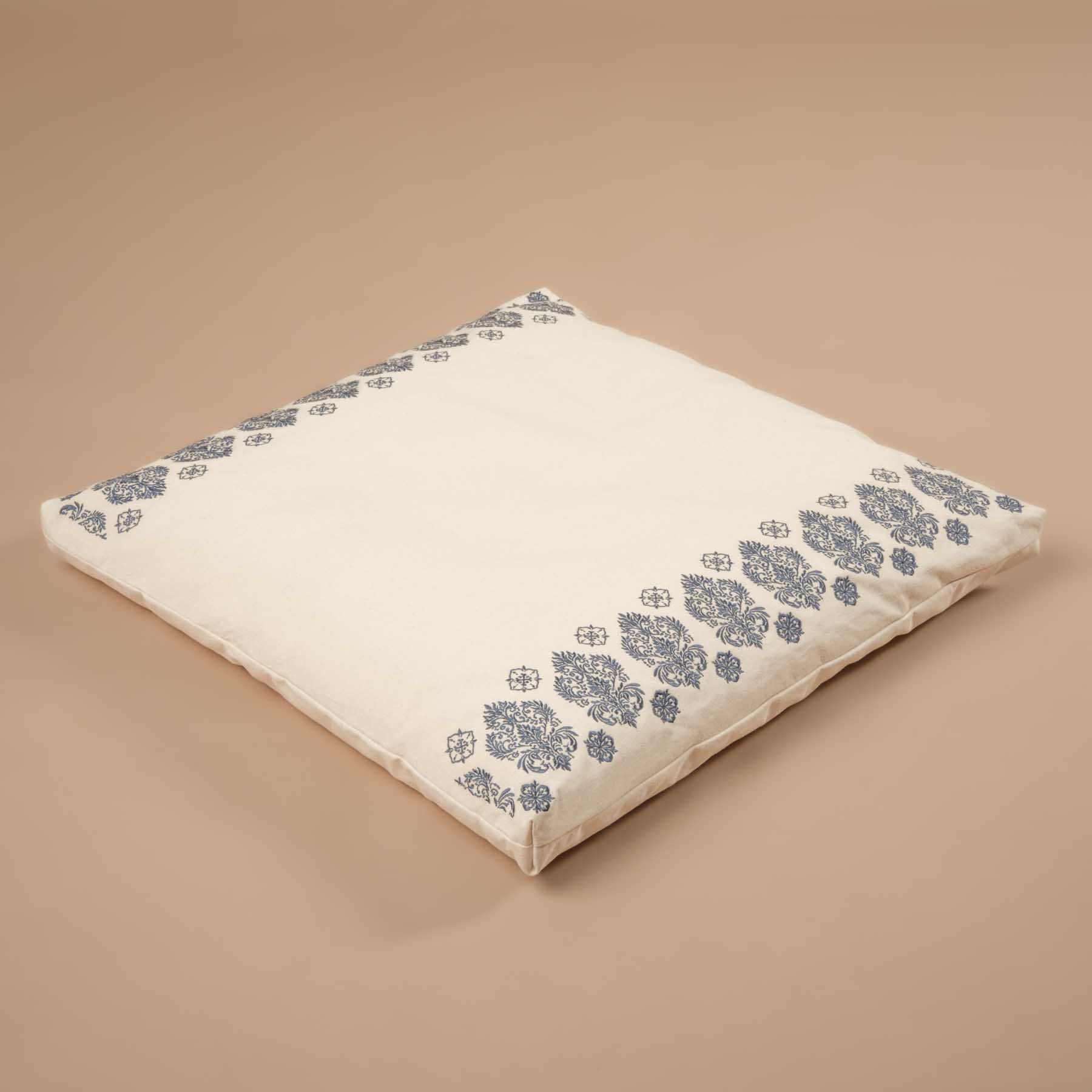 Tapis de méditation Zabuton Fleur-de-Lys bleu