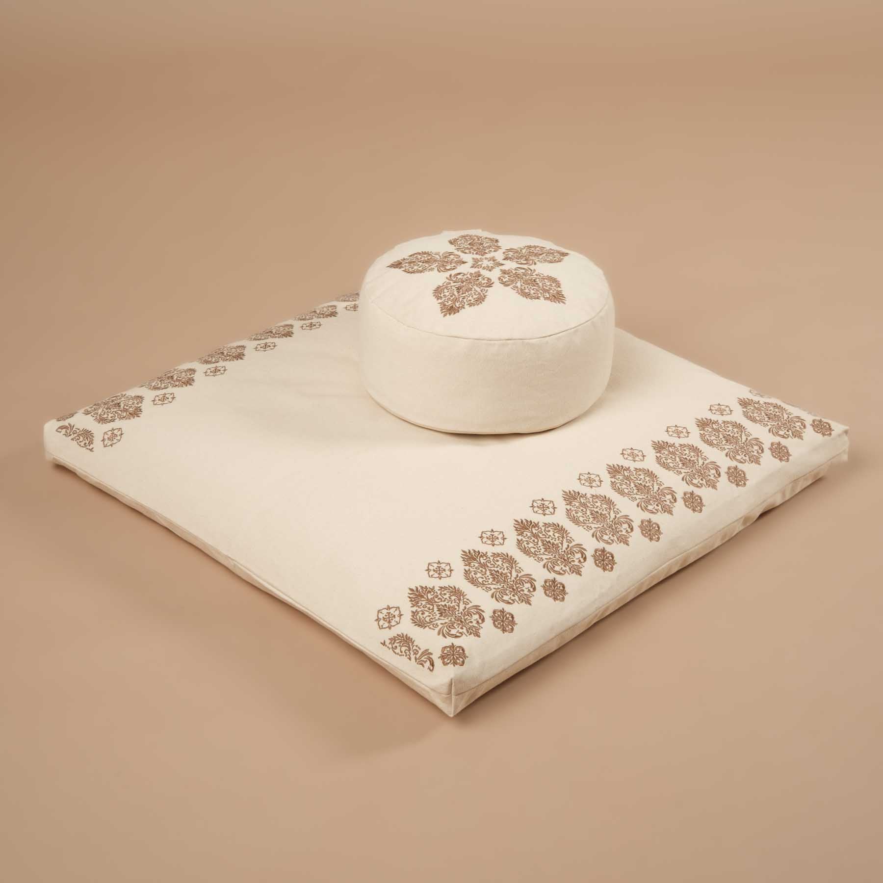 Tapis de méditation Zabuton Fleur-de-Lys brun