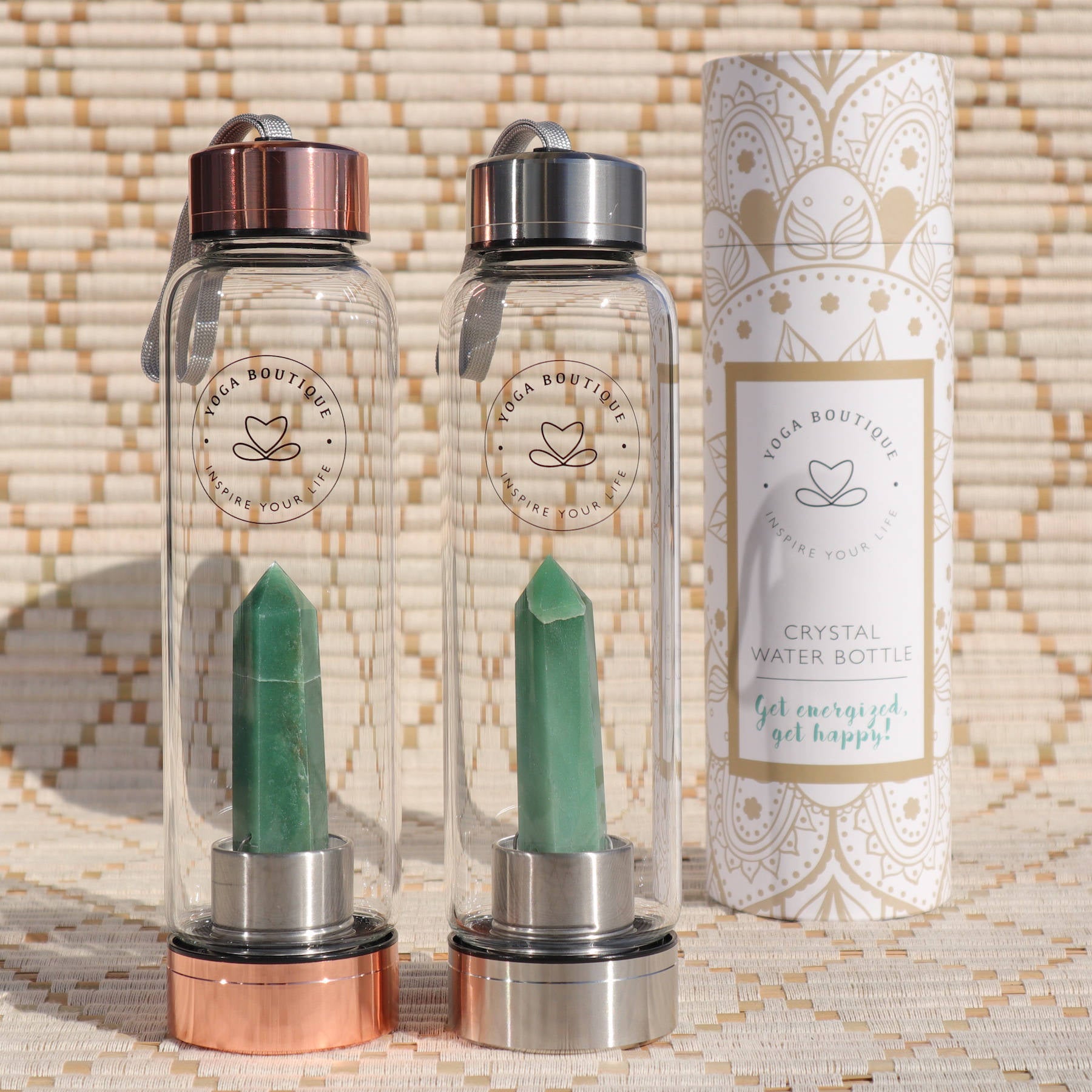 Bouteilles d'eau en pierre précieuse Aventurine