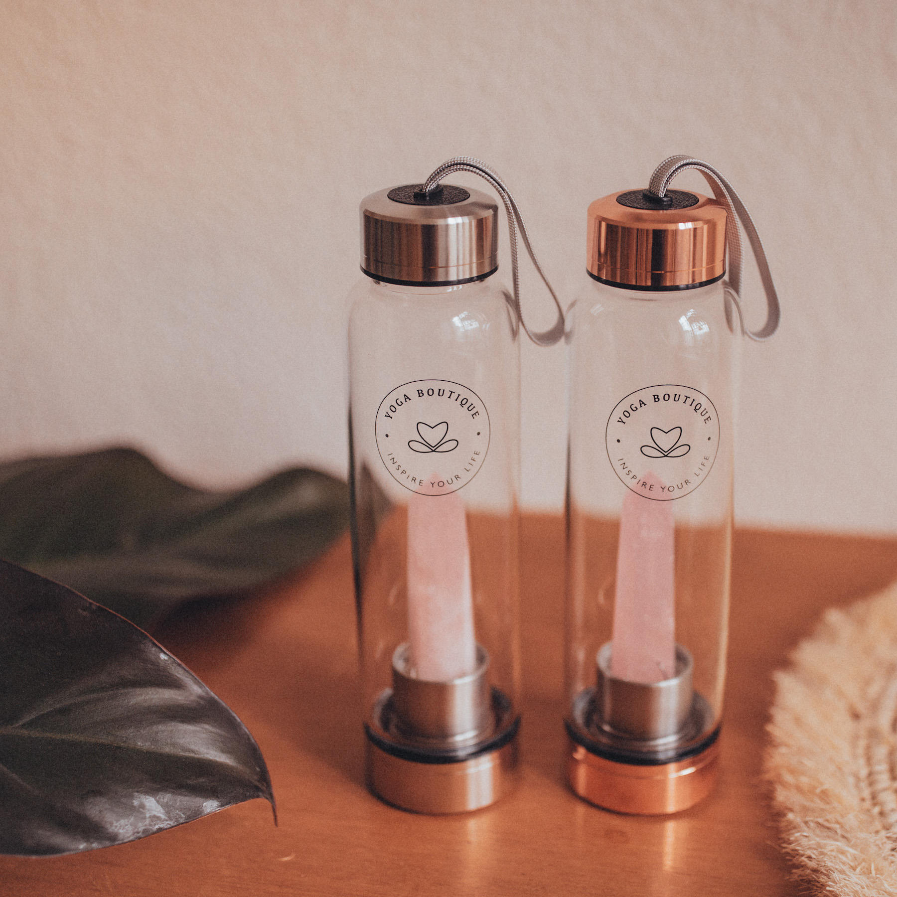 Pierre précieuse Bouteille d'eau Quartz rose