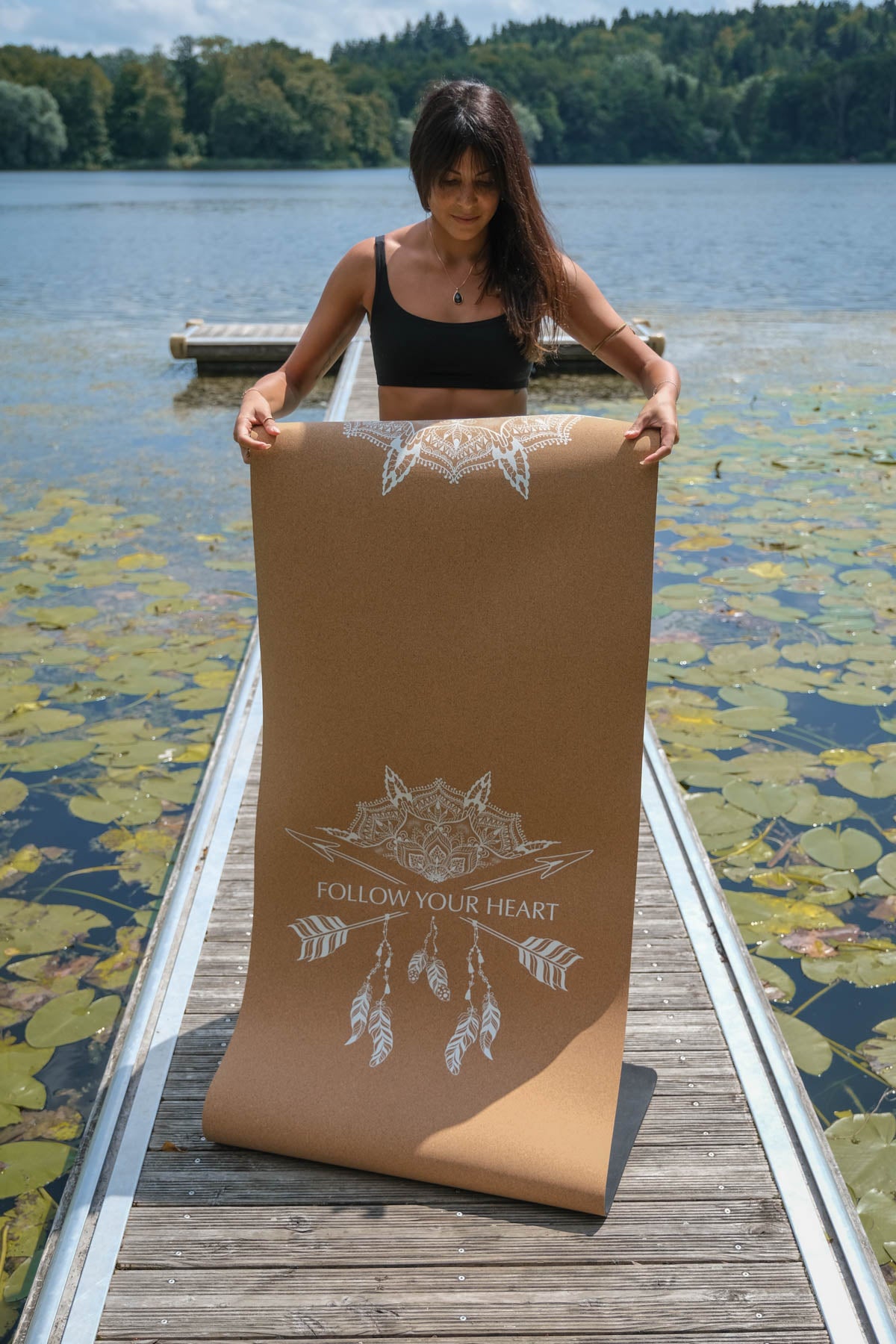 Tapis de yoga en liège Boho blanc