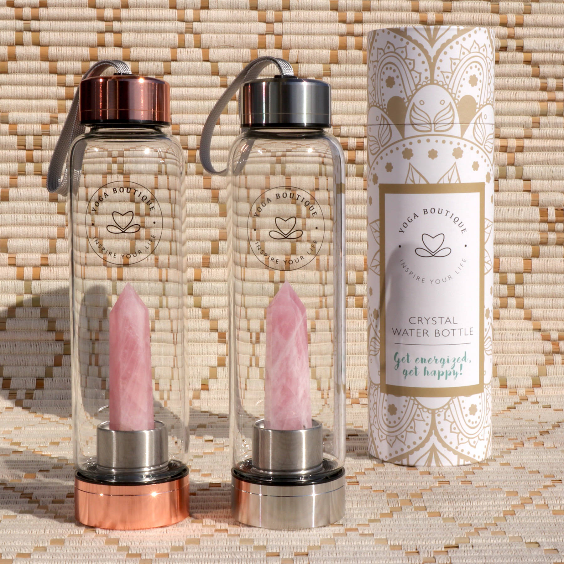 Pierre précieuse Bouteille d'eau Quartz rose