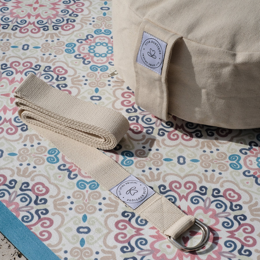 Sangle de yoga en coton blanc naturel