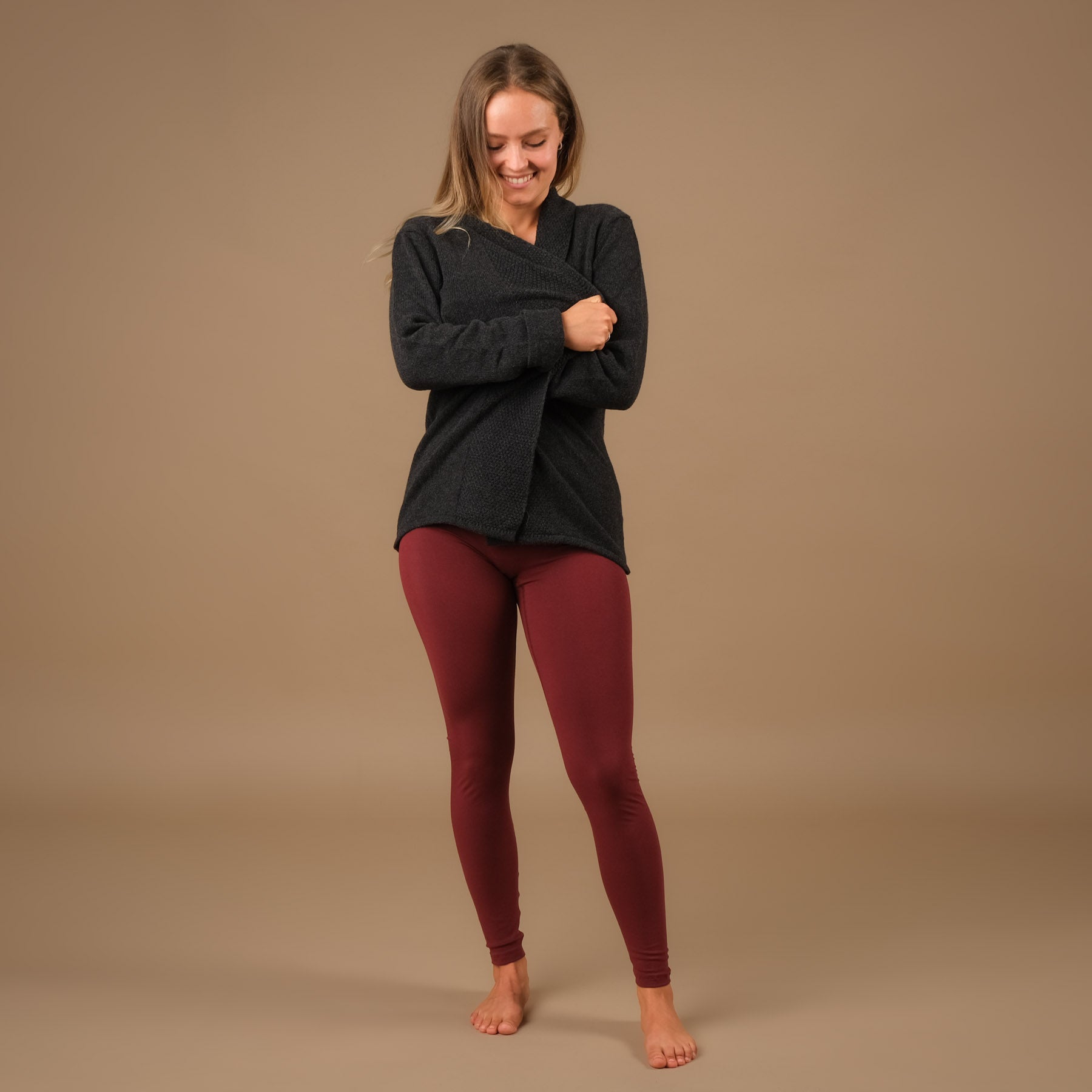 Cardigan en cachemire, cardigan de yoga, durable, élégant anthracite