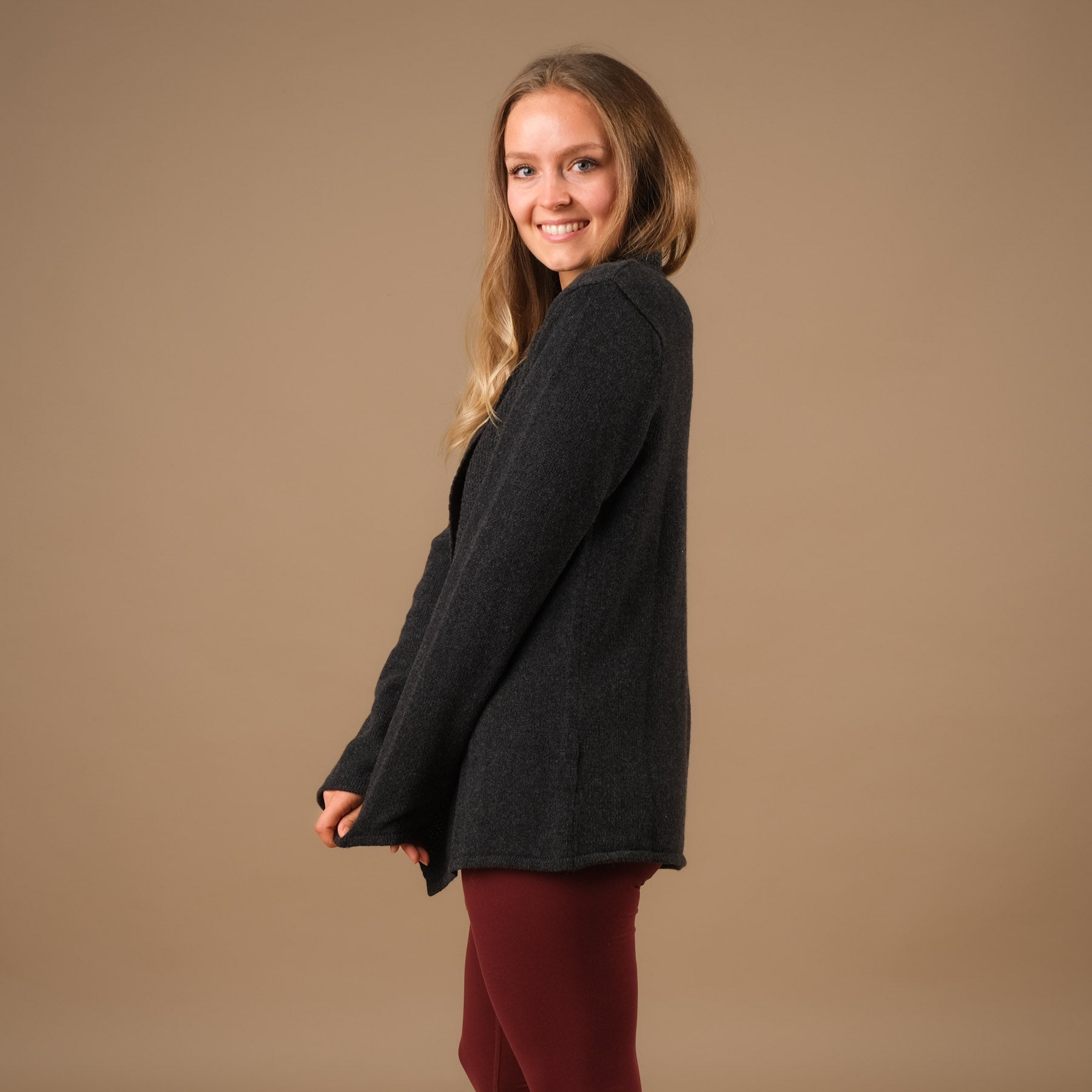 Cardigan en cachemire, cardigan de yoga, durable, élégant anthracite
