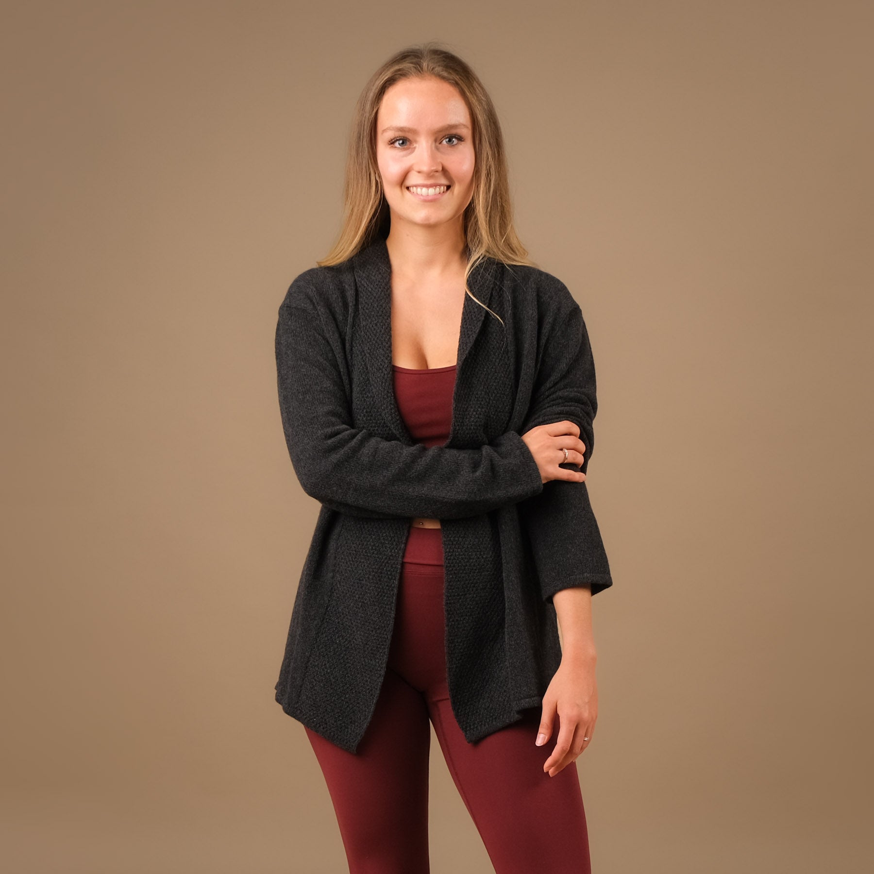 Cardigan en cachemire, cardigan de yoga, durable, élégant anthracite