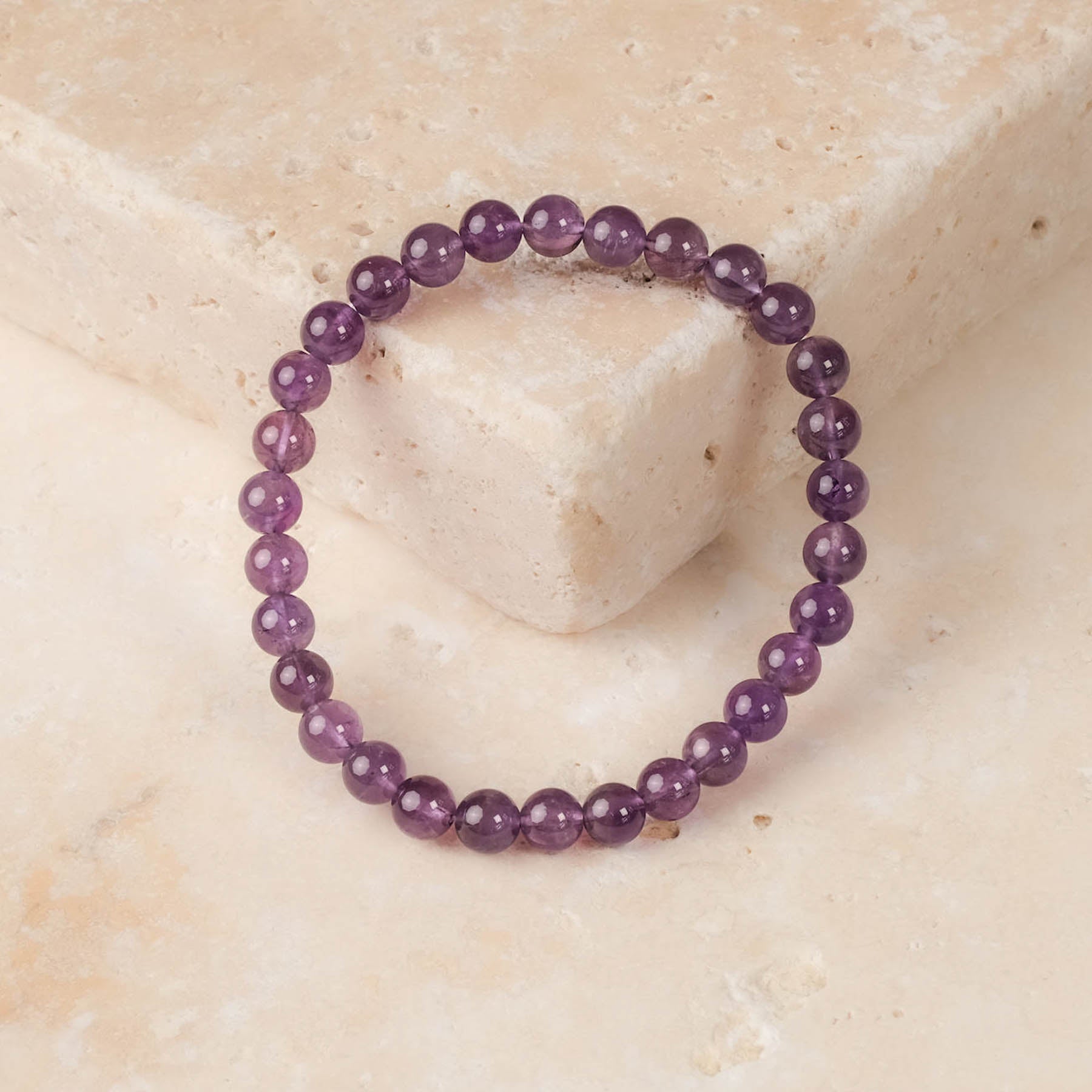Bracelet de pierres précieuses Améthyste 6mm