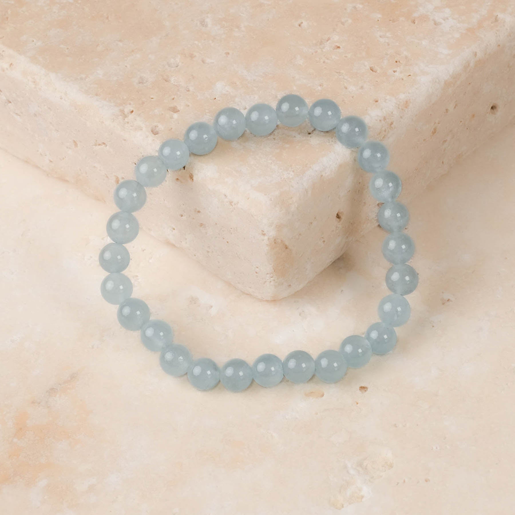 Bracelet de pierres précieuses Aigue-marine 6mm