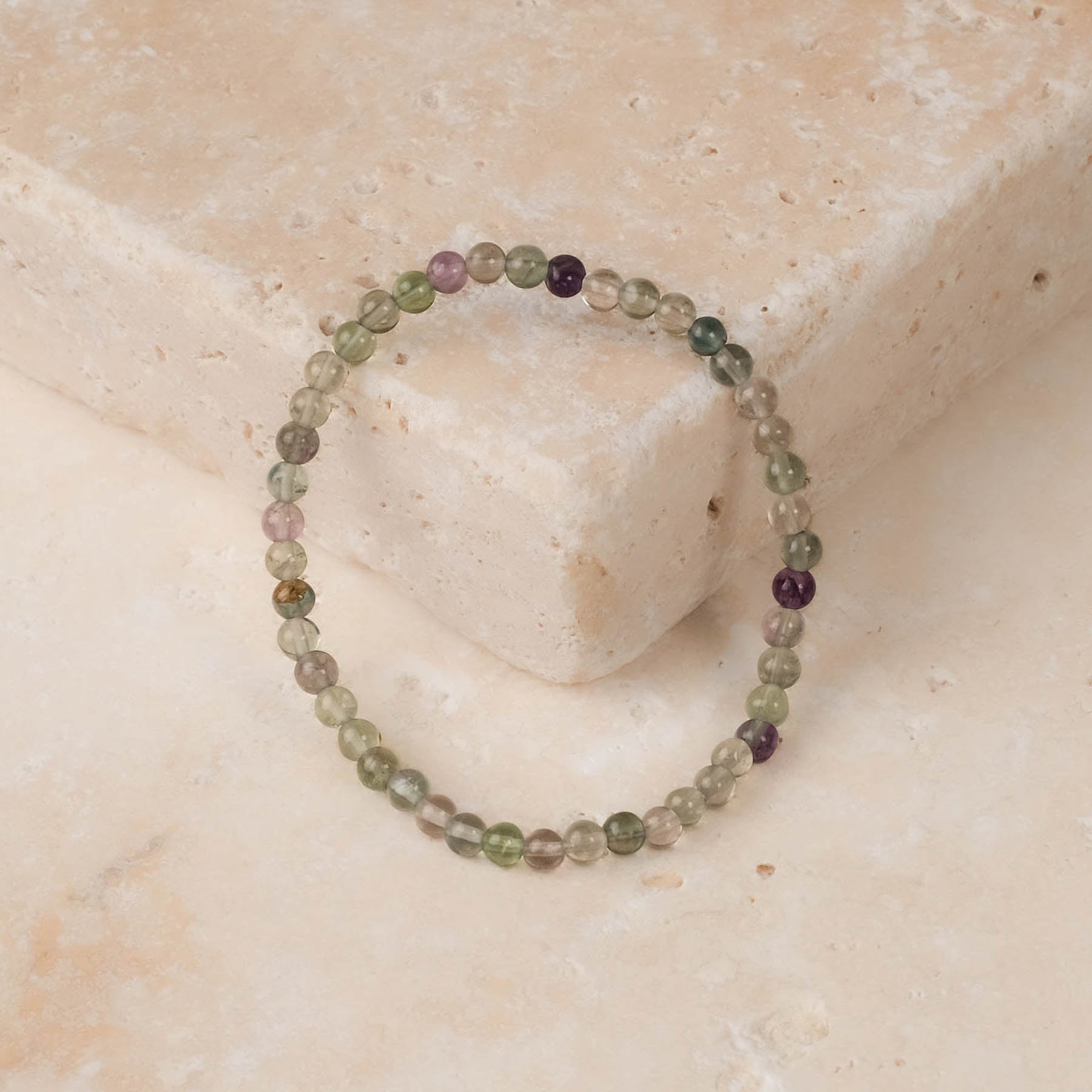 Bracelet de pierres précieuses Fluorite 4mm