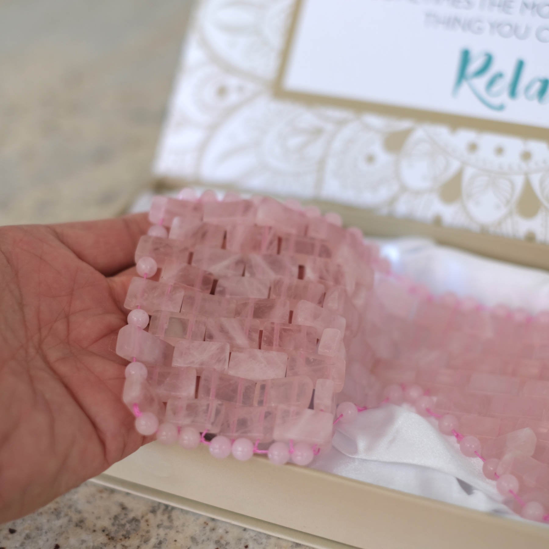 Pierre précieuse Masque pour les yeux Quartz rose