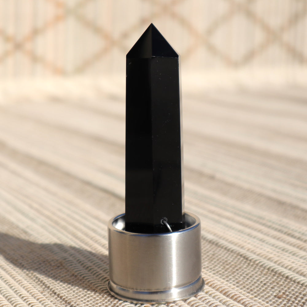 Pointe de remplacement Bouteille d'eau en pierre précieuse Obsidienne