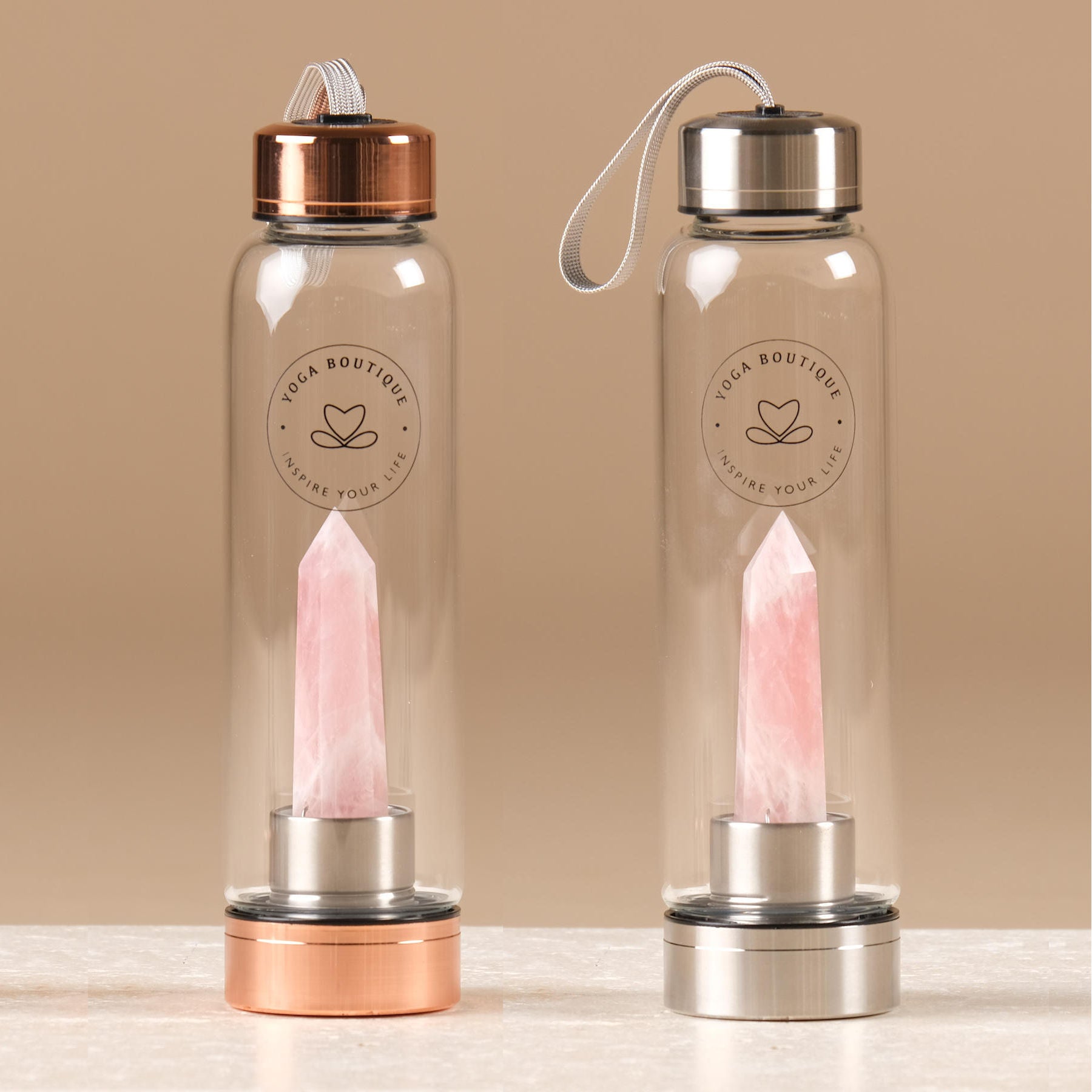 Pierre précieuse Bouteille d'eau Quartz rose