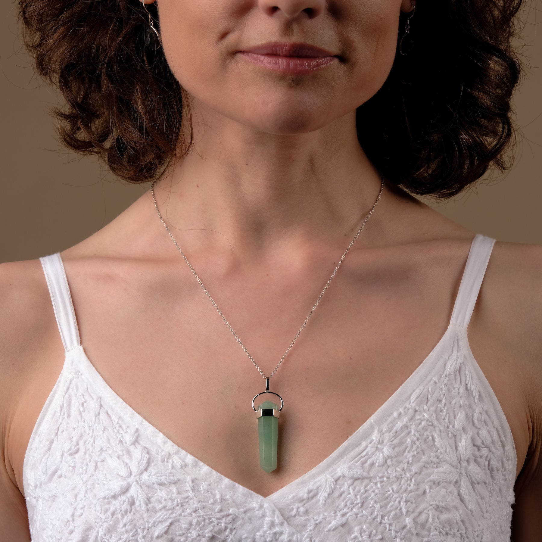 Collier avec pointe d'aventurine argentée