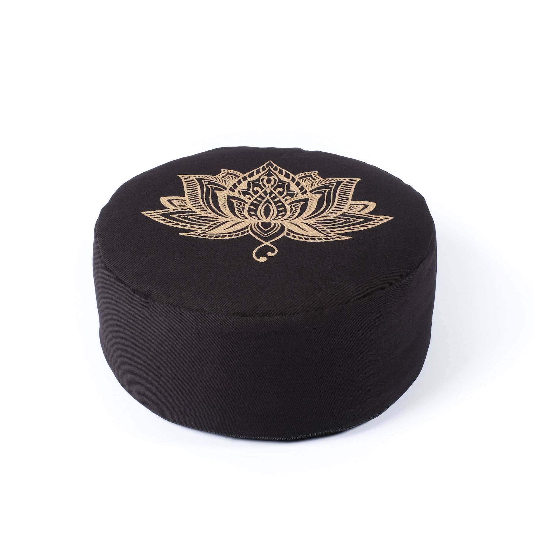 Coussin de méditation rond Lotus gold Print noir