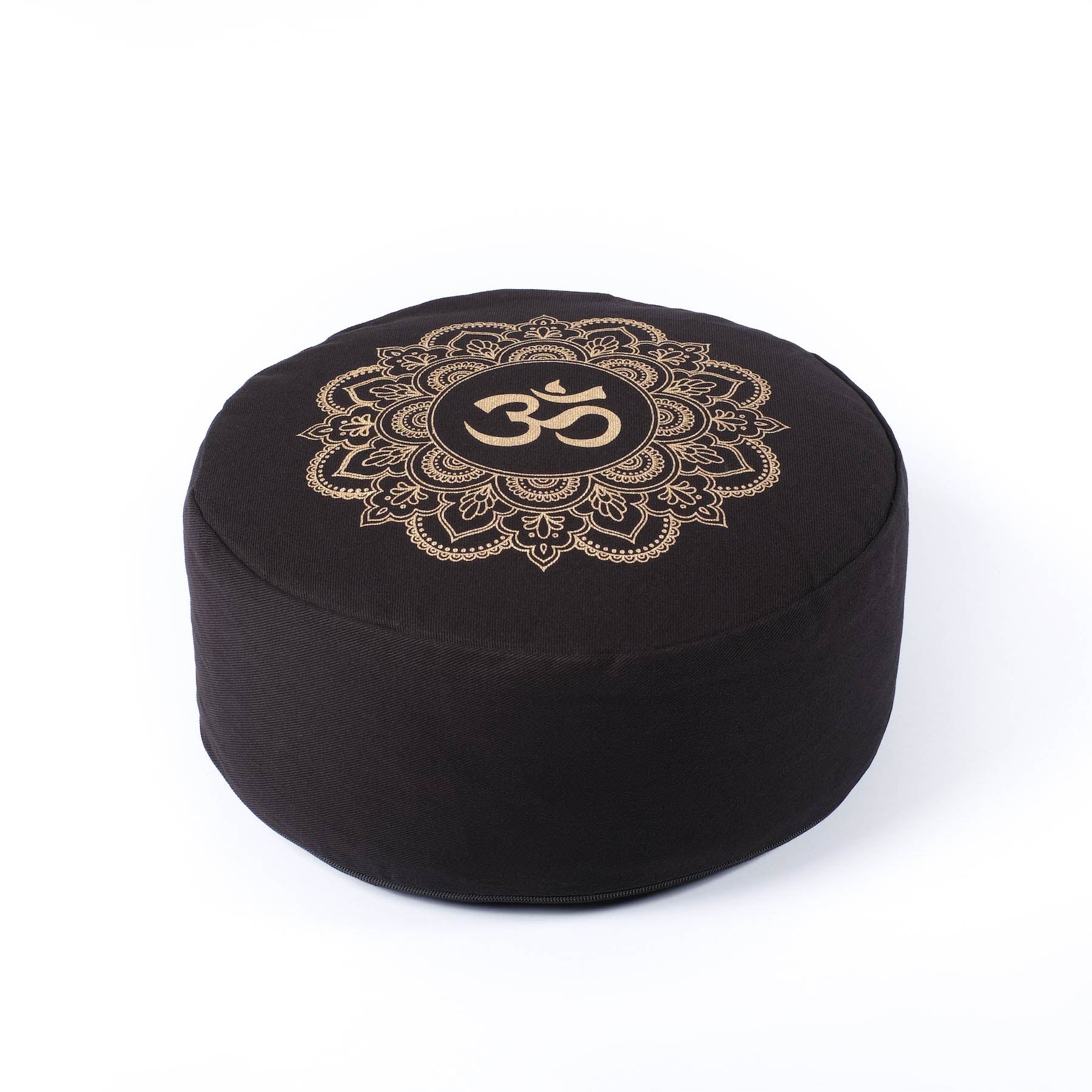Coussin de méditation rond Mandala OM noir