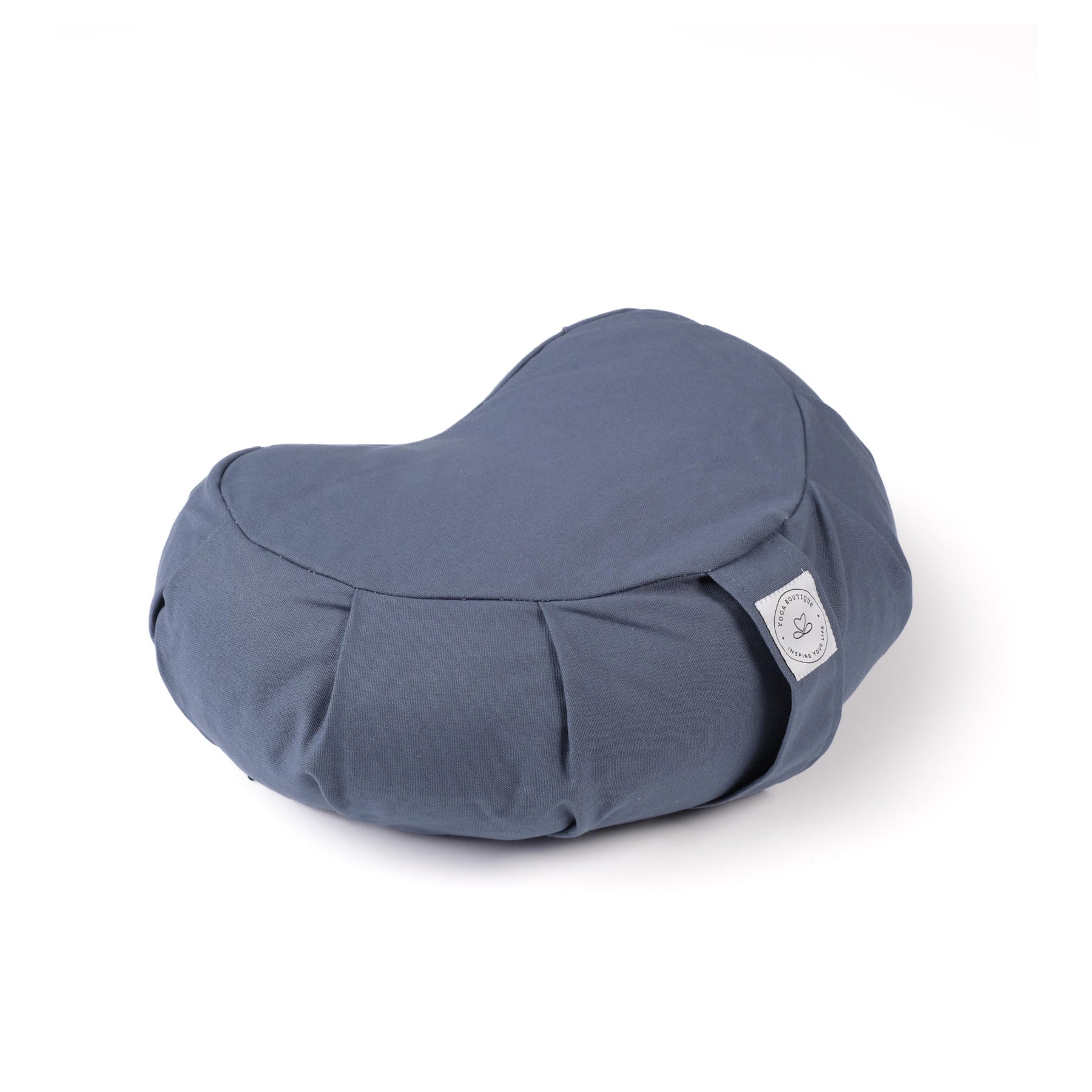 Coussin de méditation demi-lune Zafu uni blue-sky coton bio