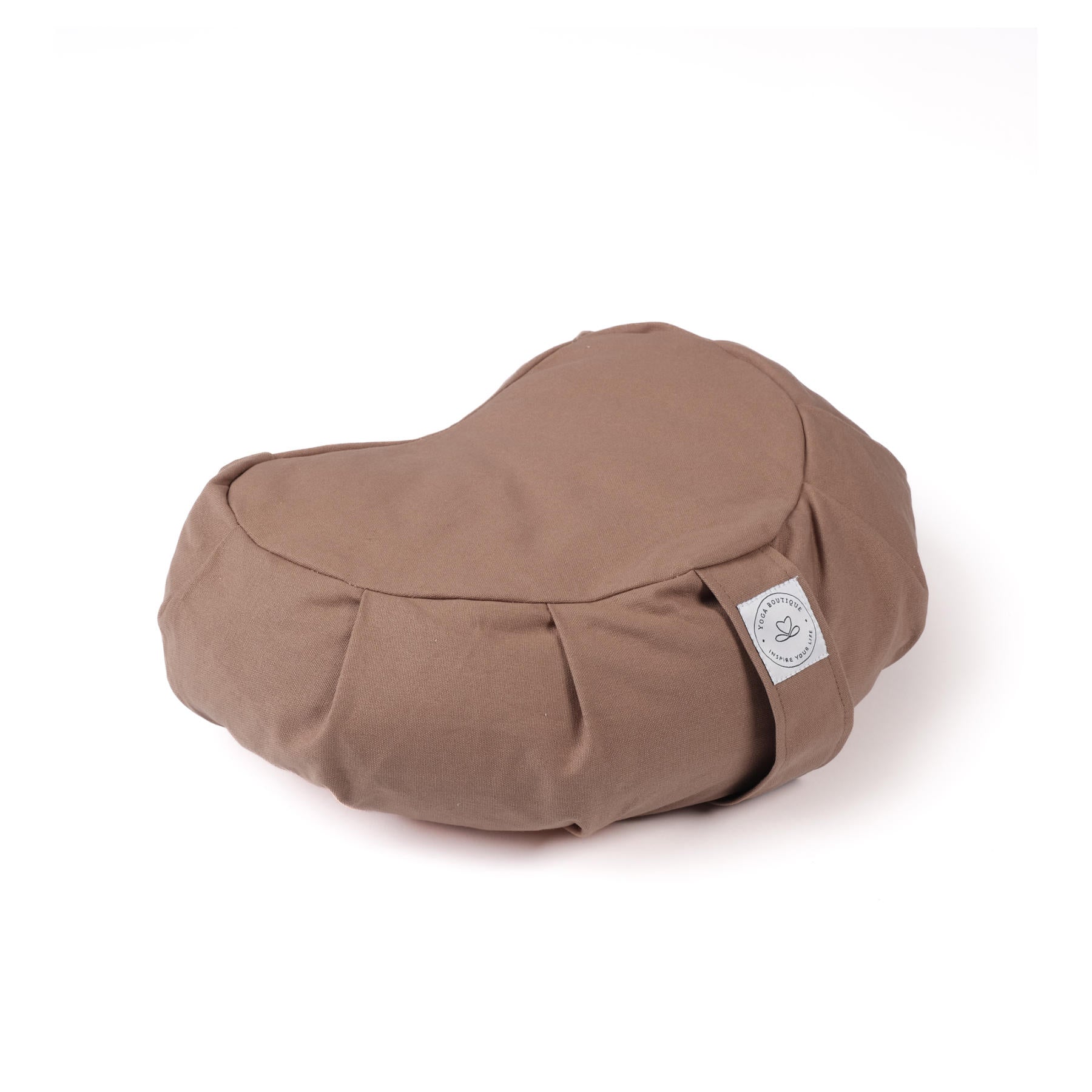Coussin de méditation demi-lune Zafu uni brown-earth coton bio