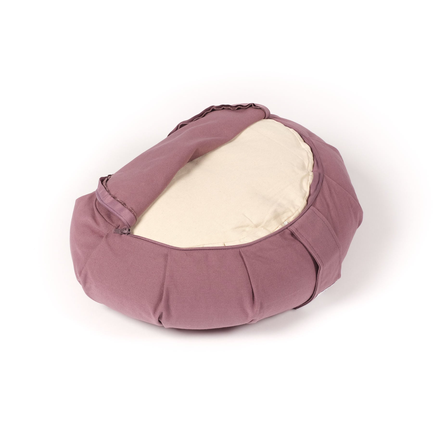 Coussin de méditation demi-lune Zafu uni mauve