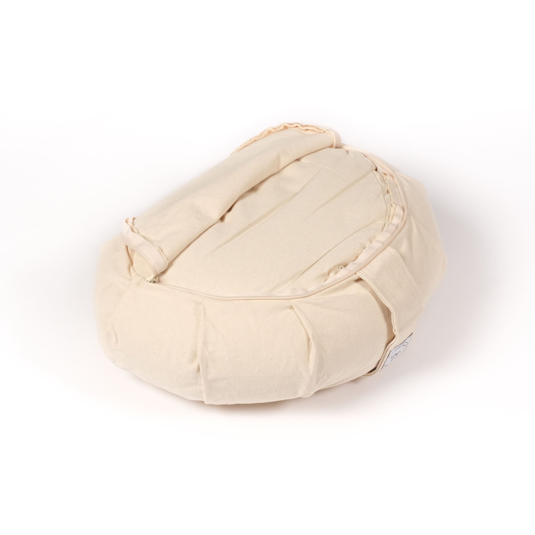 Coussin de méditation demi-lune Zafu uni blanc naturel
