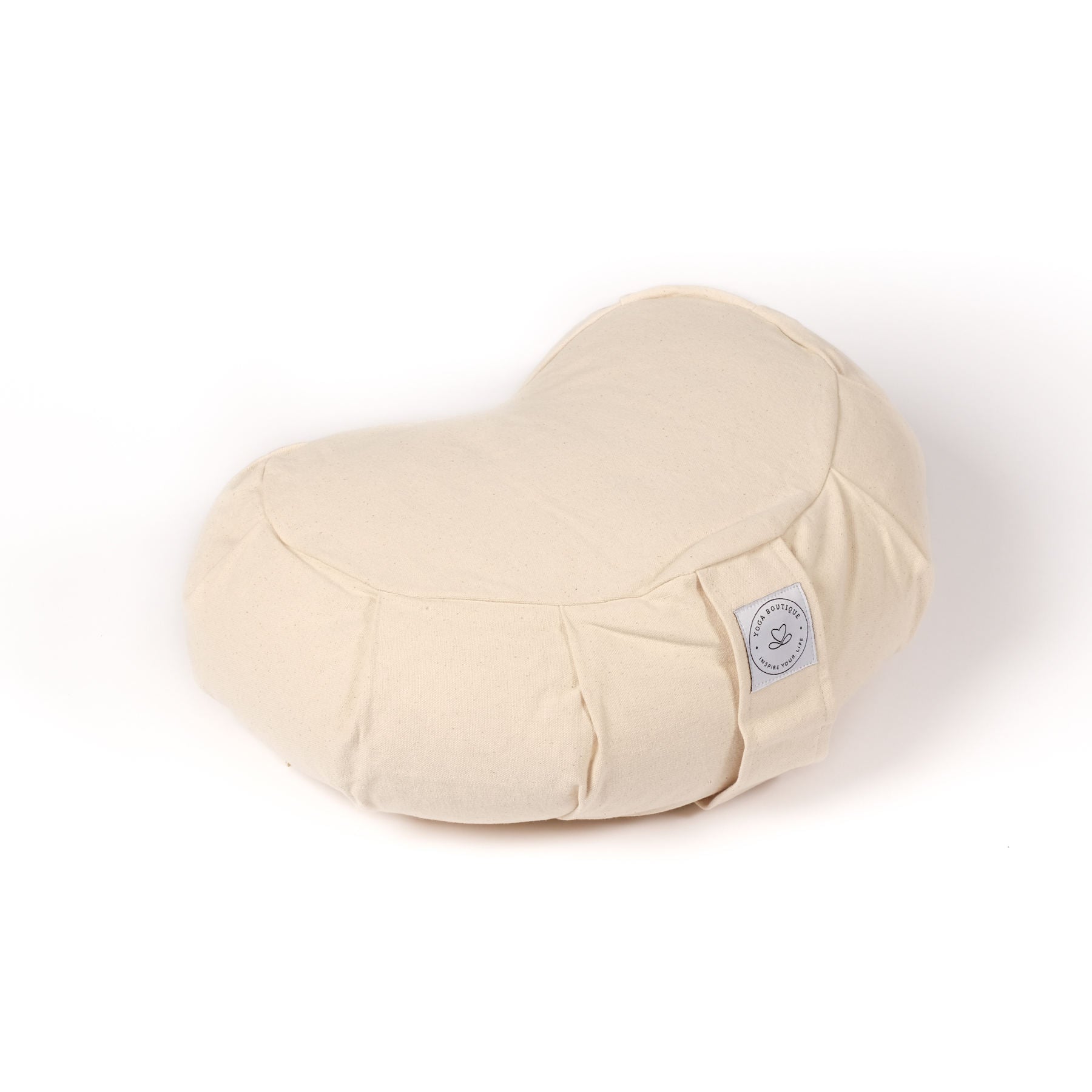 Coussin de méditation demi-lune Zafu uni blanc naturel