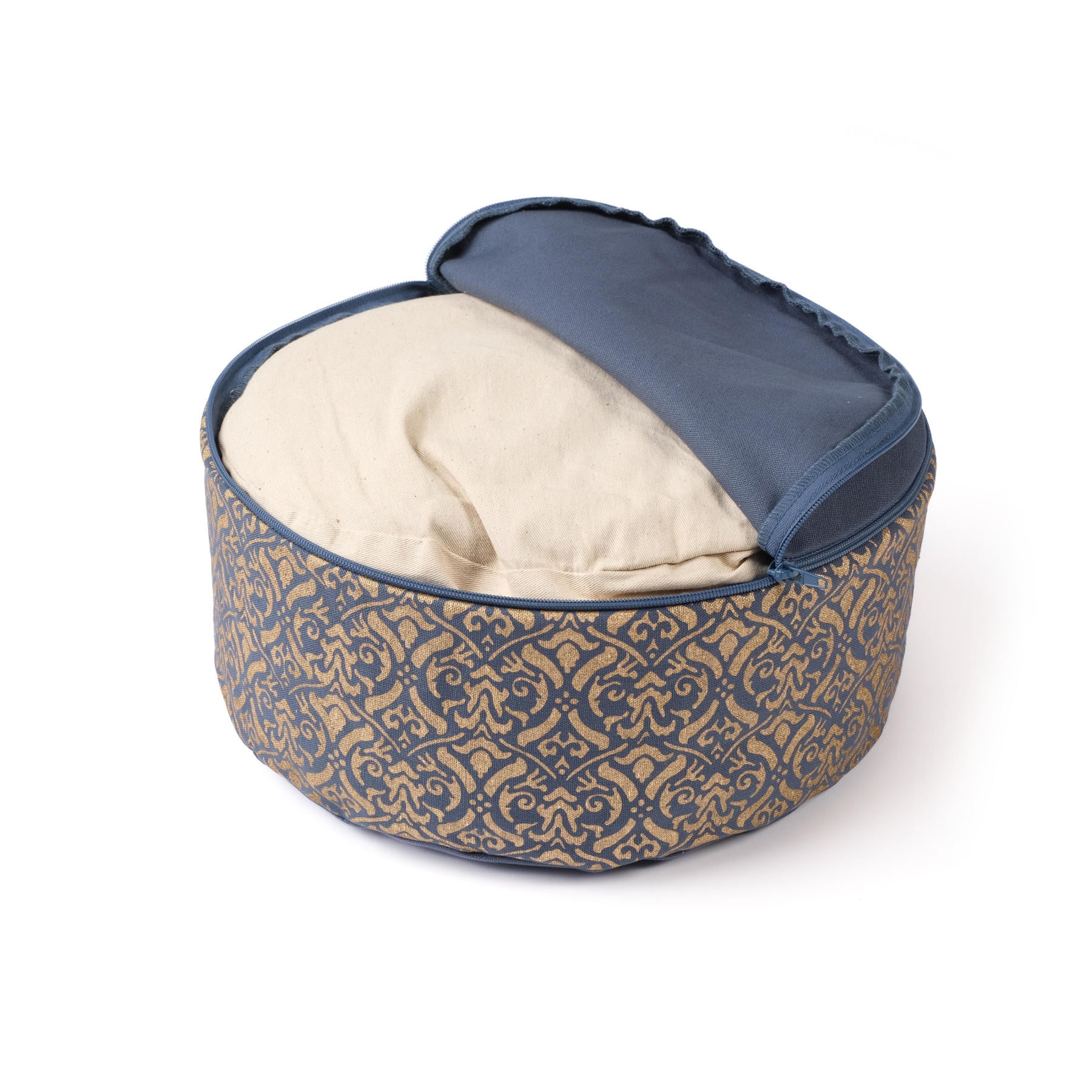 Coussin de méditation Taj Mahal or blockprint blue-sky