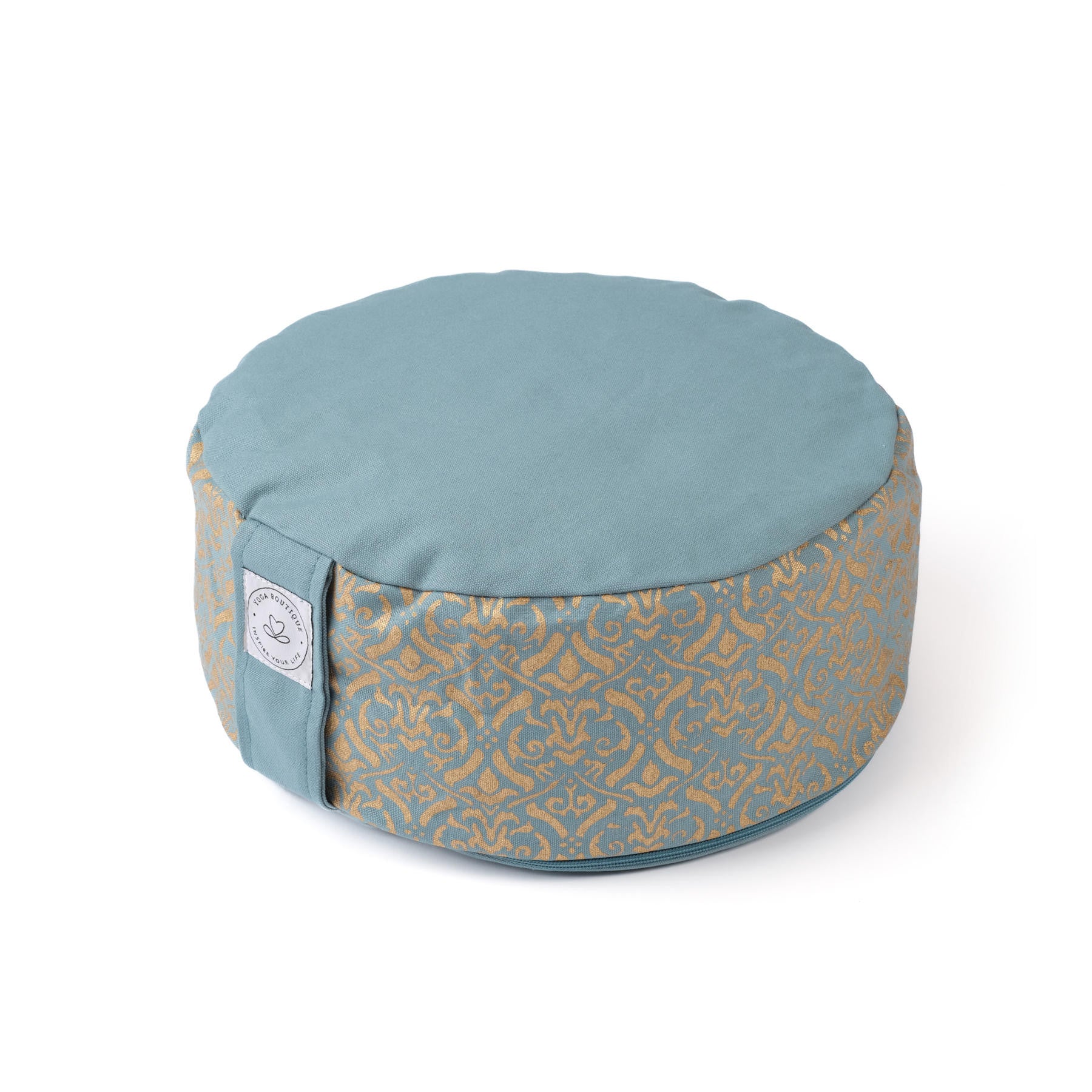 Coussin de méditation Taj Mahal gold blockprint green-water