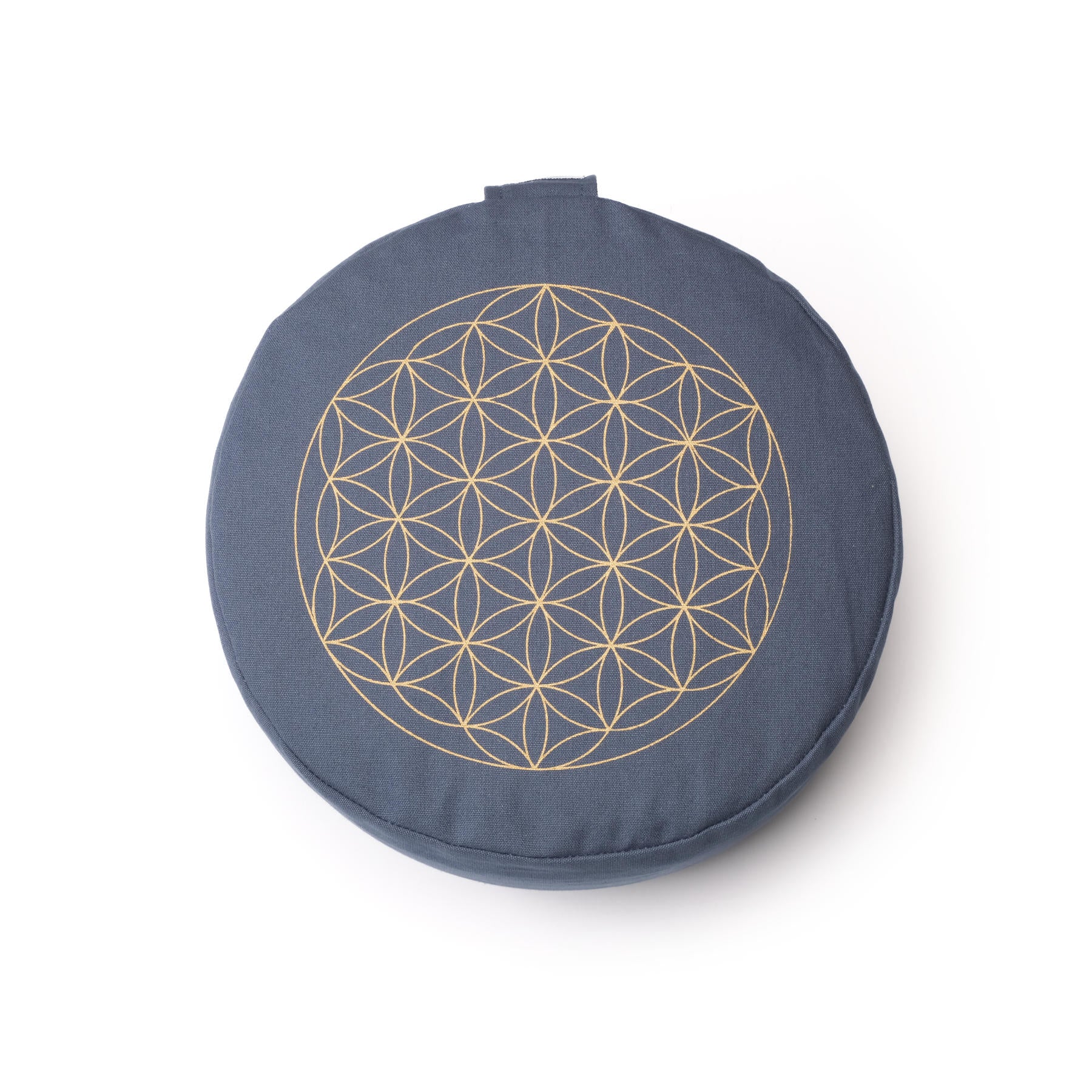 Coussin de méditation rond Fleur de vie gold print blue-sky