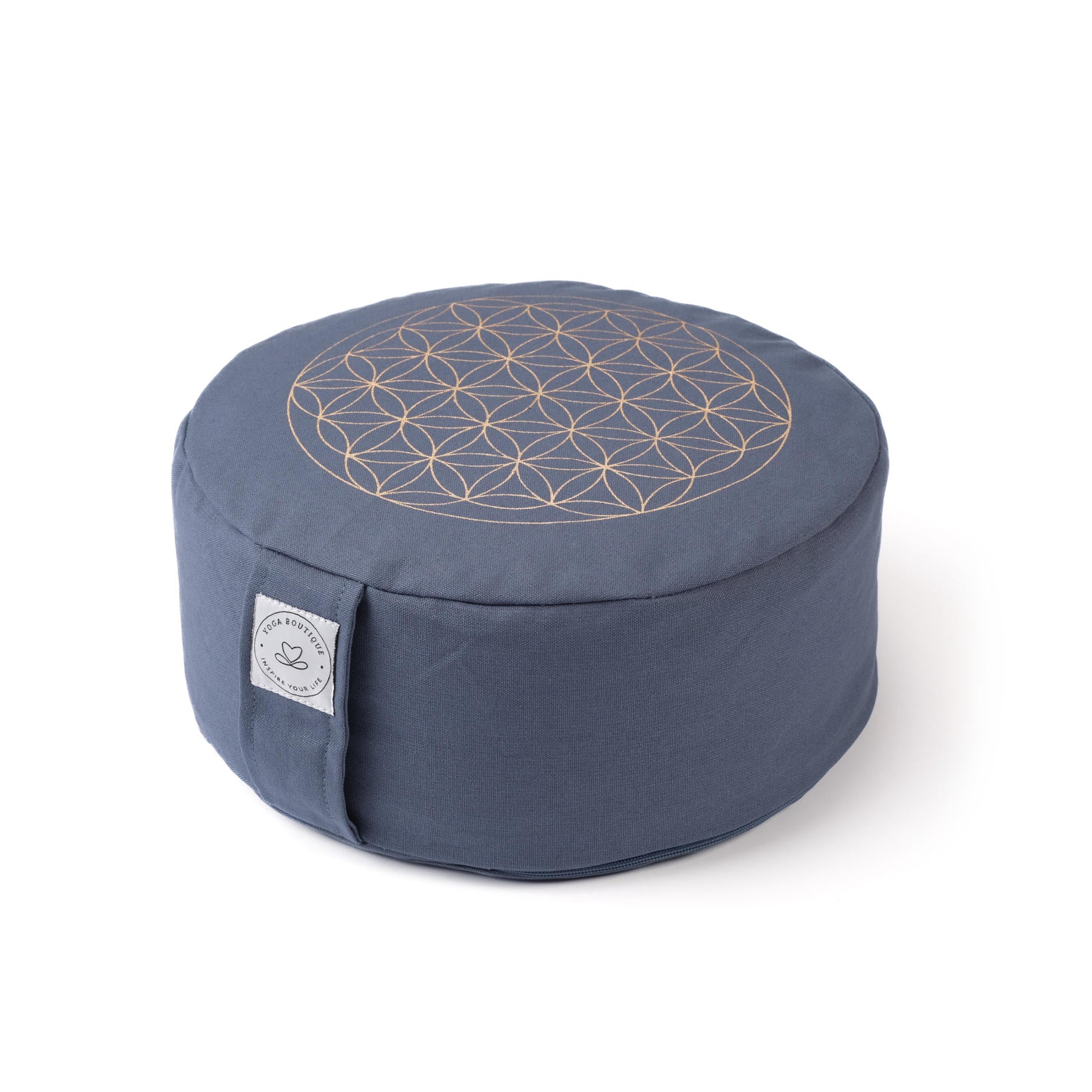 Coussin de méditation rond Fleur de vie gold print blue-sky