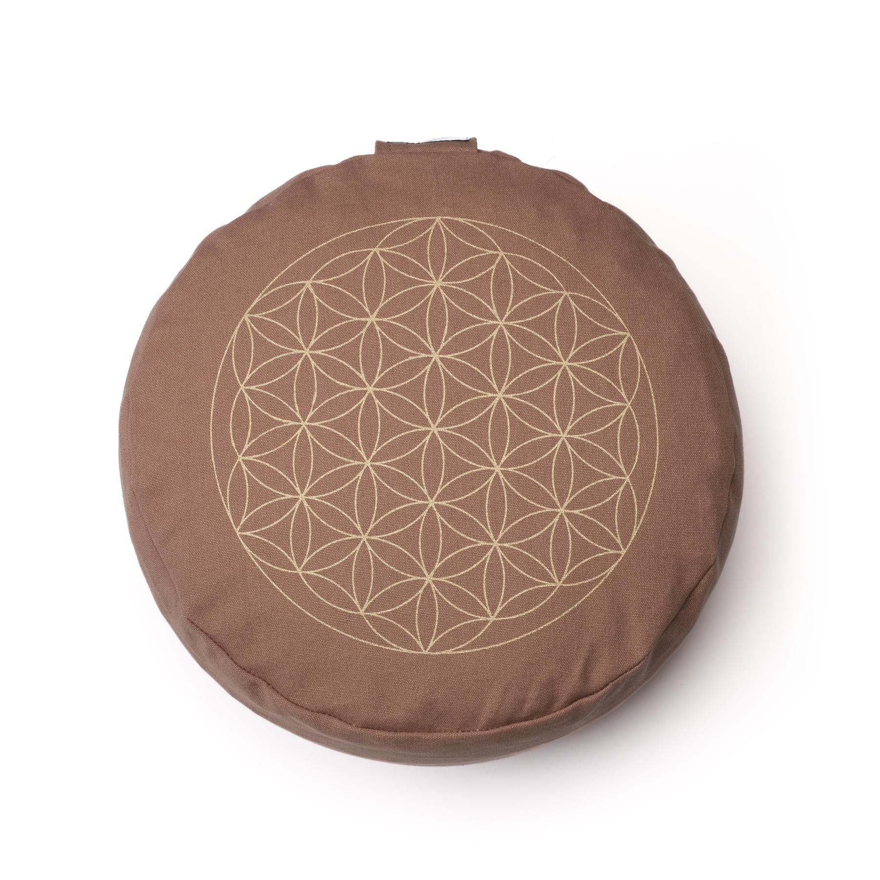Coussin de méditation rond Fleur de vie gold Print earth-brown