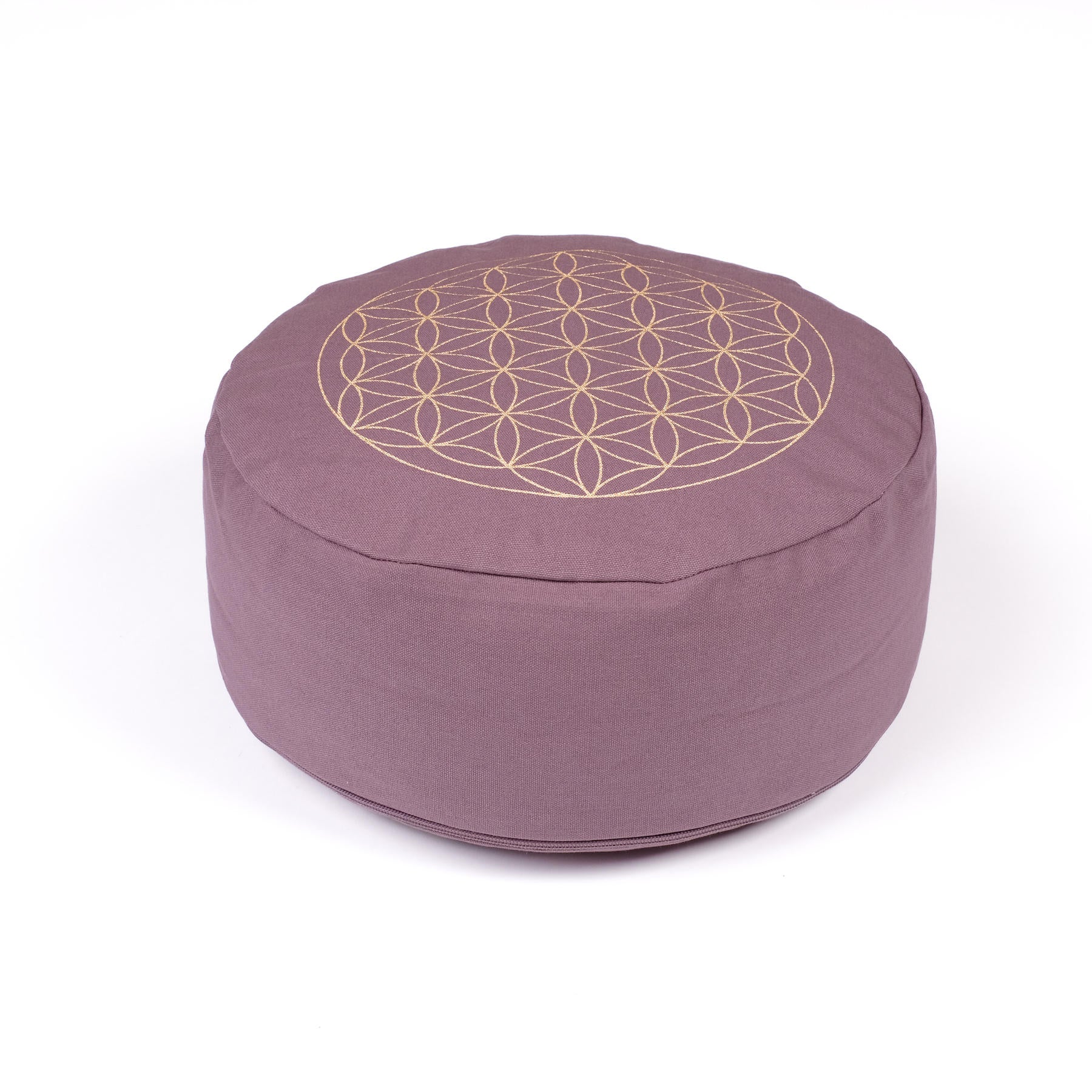 Coussin de méditation rond Fleur de vie or Print lavande