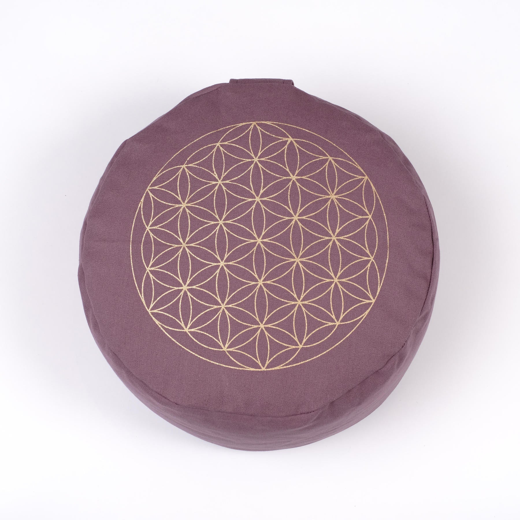 Coussin de méditation rond Fleur de vie or Print lavande