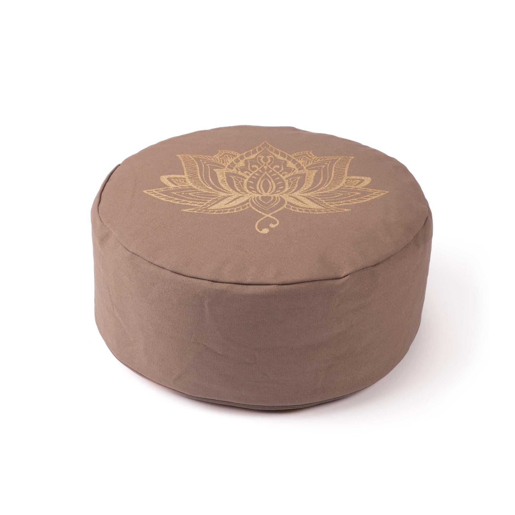 Coussin de méditation rond Lotus gold Print brown-earth