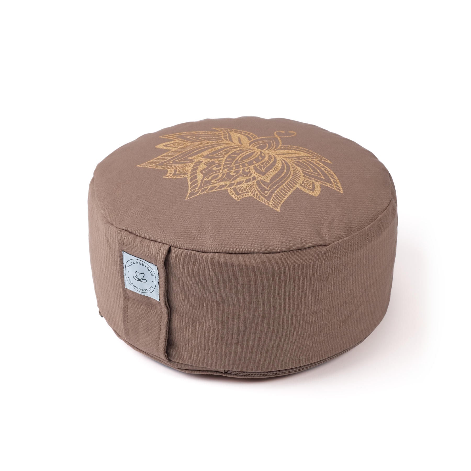 Coussin de méditation rond Lotus gold Print brown-earth