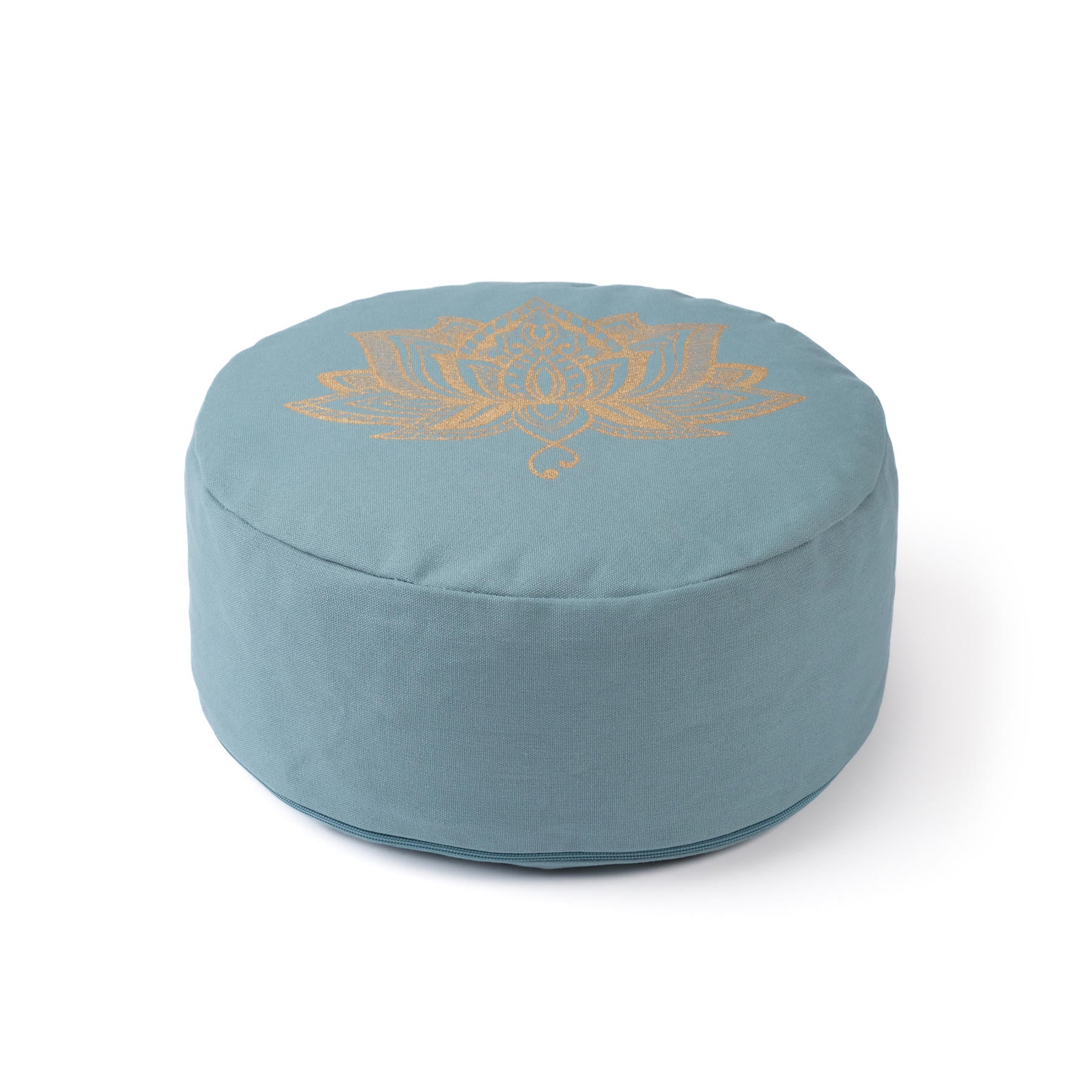 Coussin de méditation rond Lotus gold Print green-water bio coton